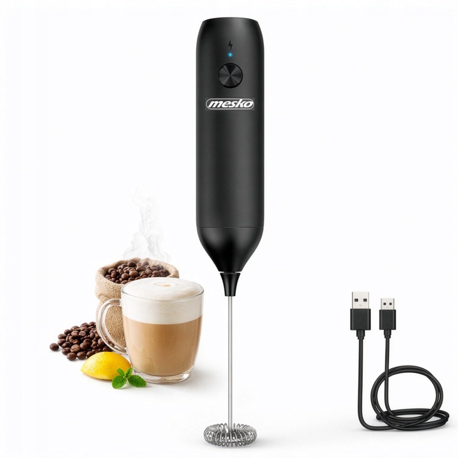 Milk frother Cordless Electric Coffee Mixer USB-C Powerful Packaging status original