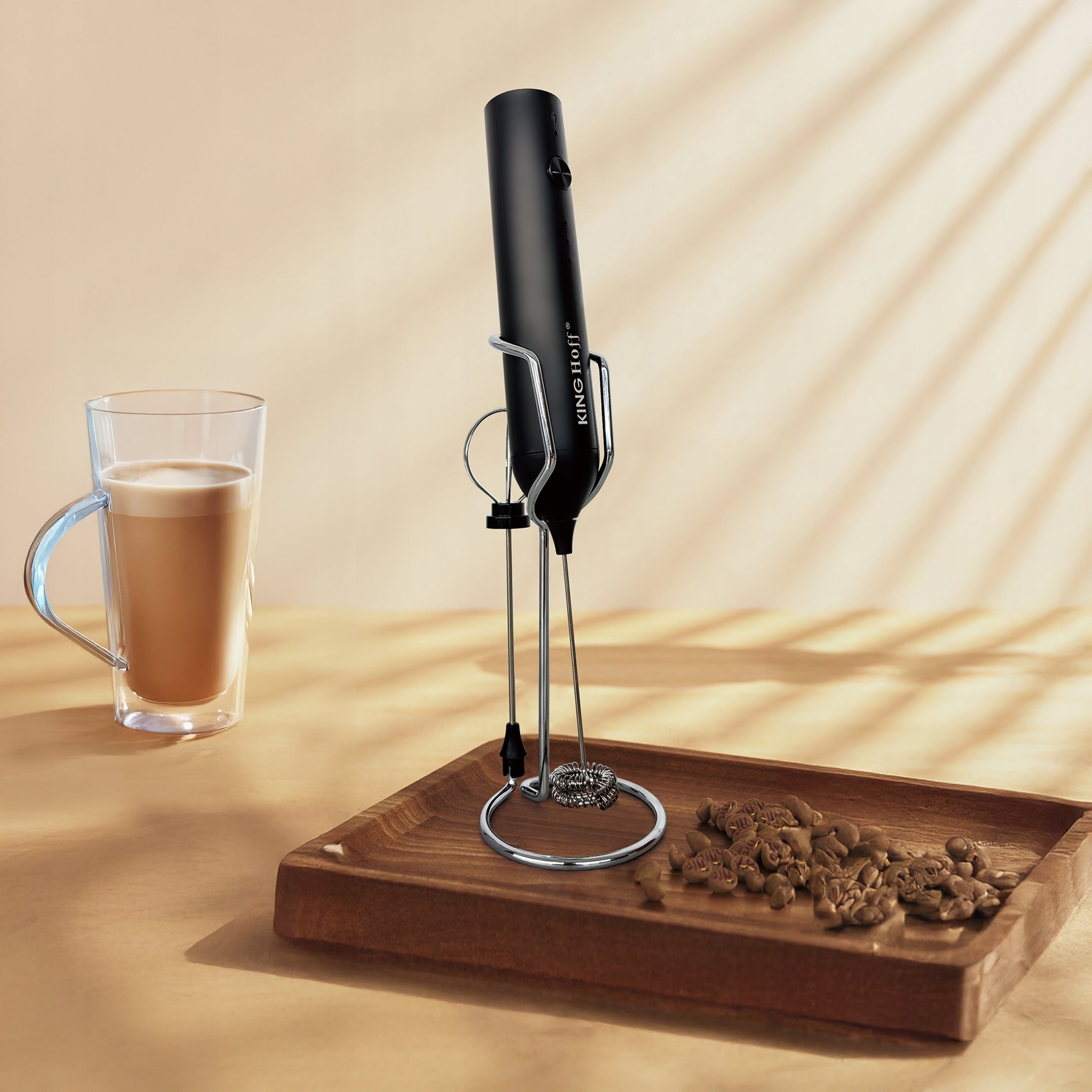 Milk frother USB-C 3 speeds 2 tips stand Rechargeable KINGHoff EAN (GTIN) 5908287220010