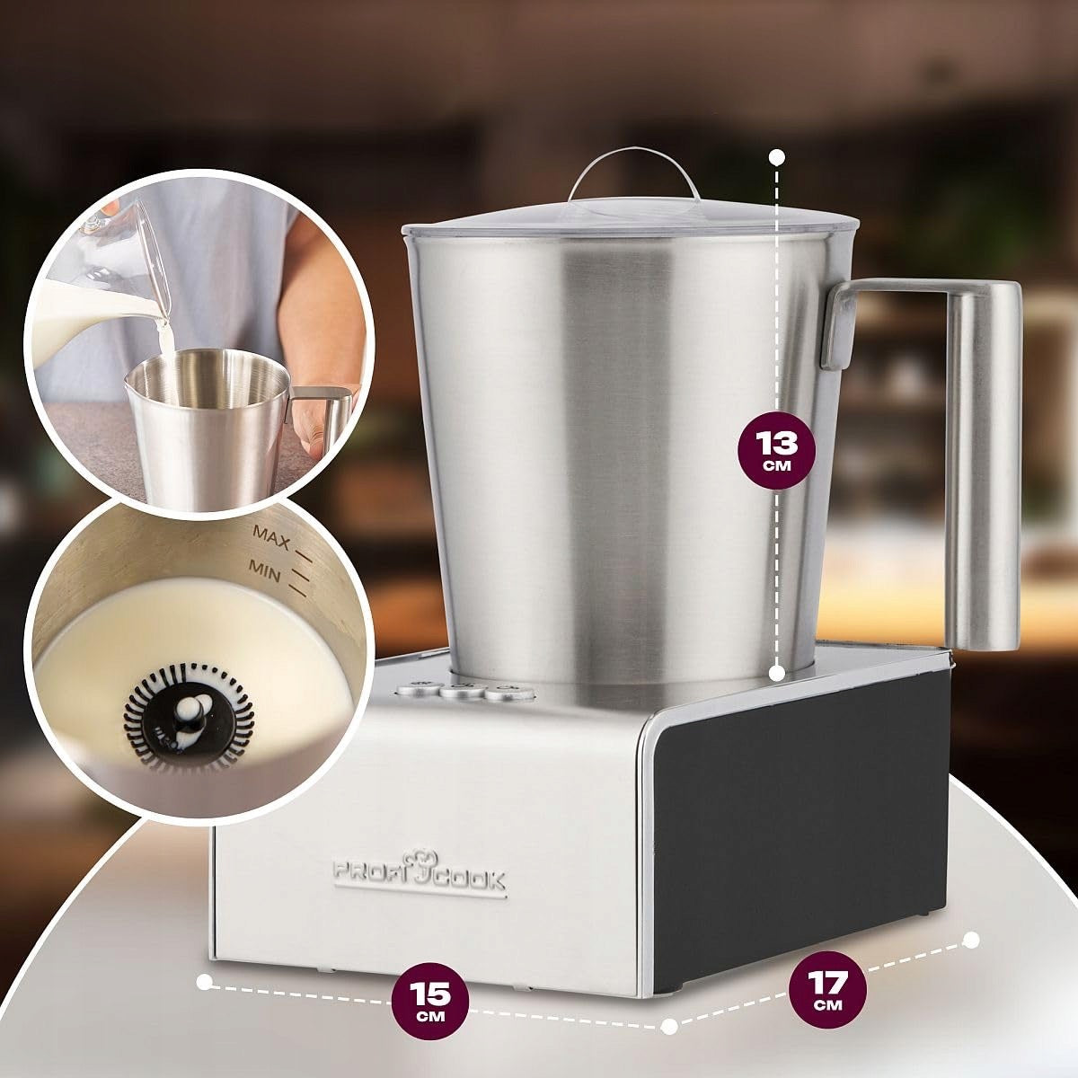 Milk frother electric heater ProfiCook PC-MS 1032 steel Manufacturer code 501033