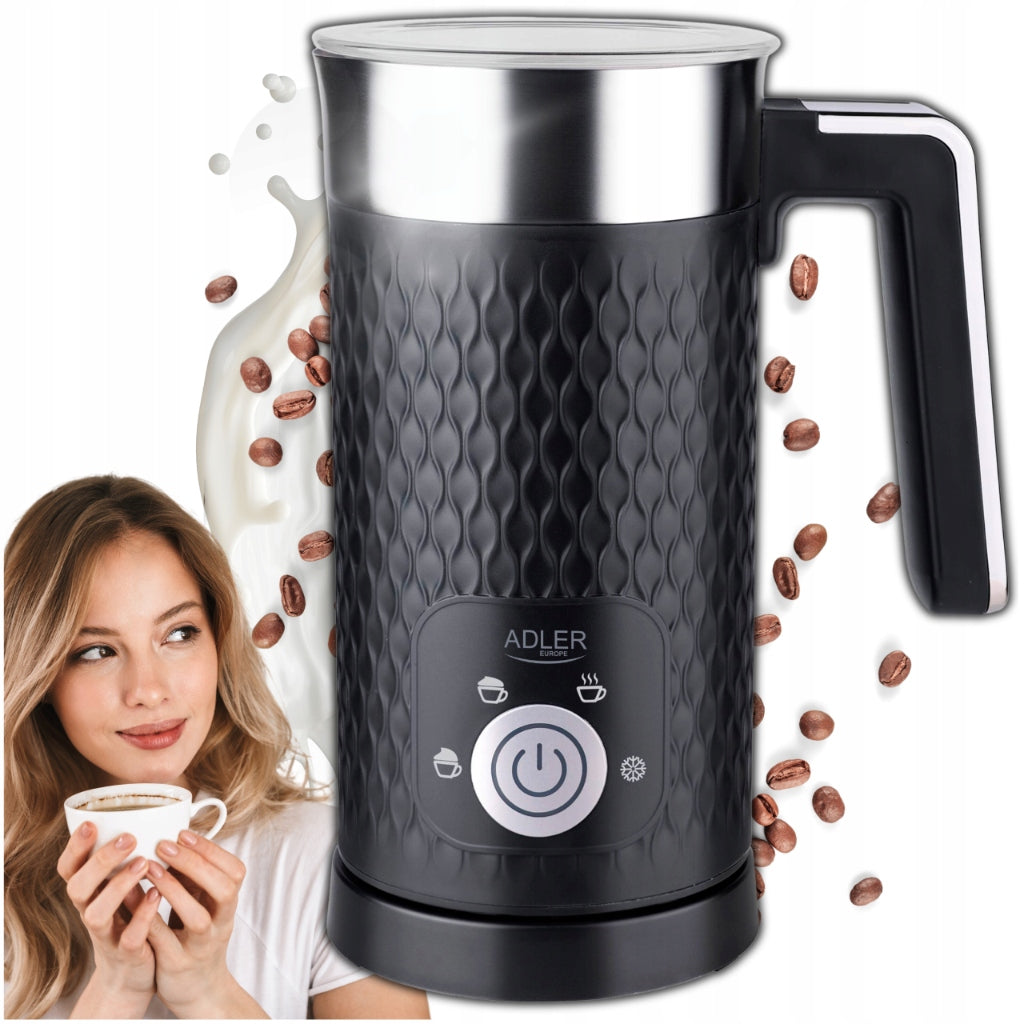 Milk frother electric heating latte cappuccino black