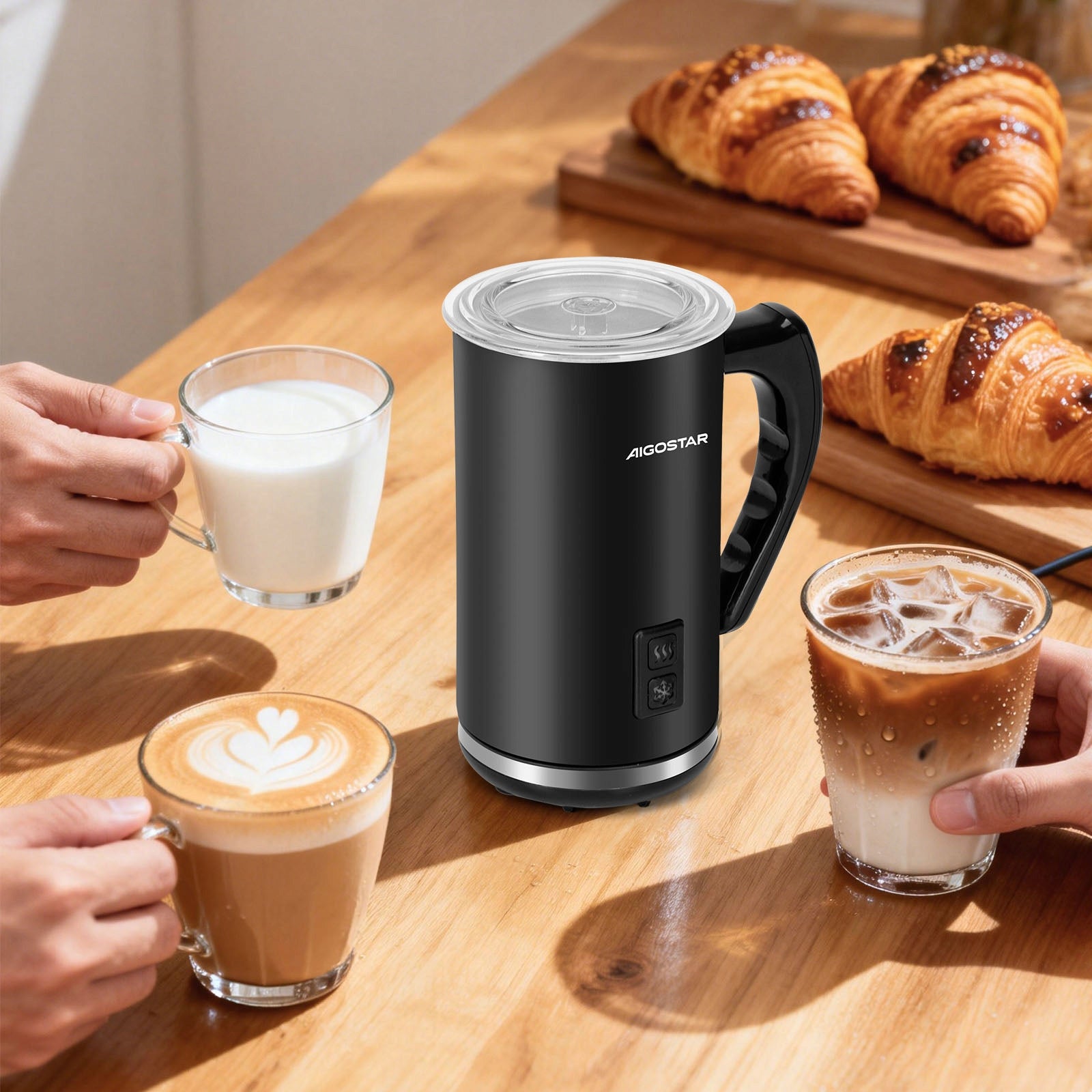 Milk frother hot and cold mode 500w black Aigostar Brand Aigostar