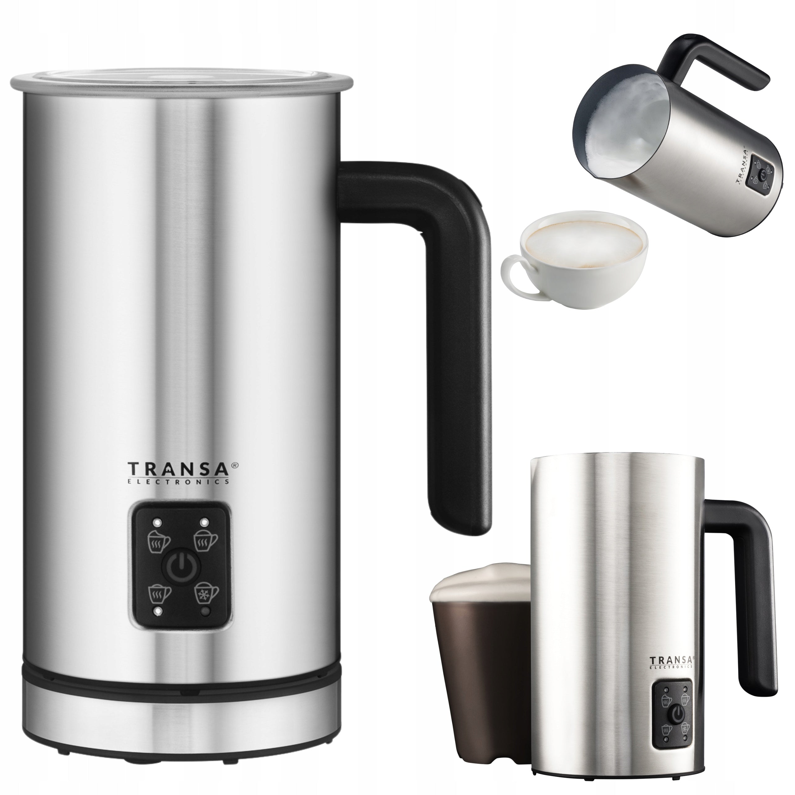 Milk frother with HEATER 2 MIXERS 4 FOAMING MODES 500W