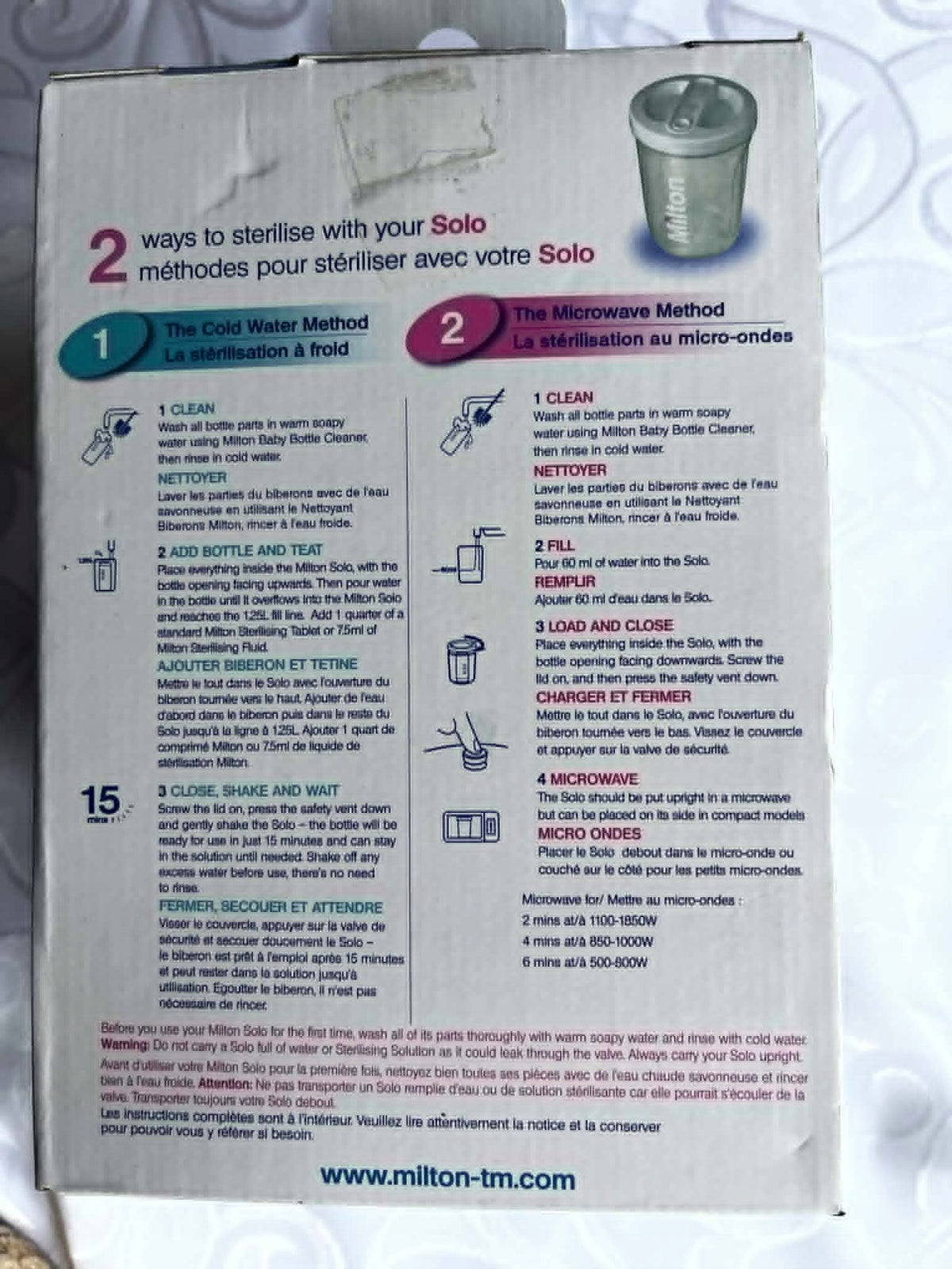 Milton Travel Steriliser Bottle Sterilizer Medical device no