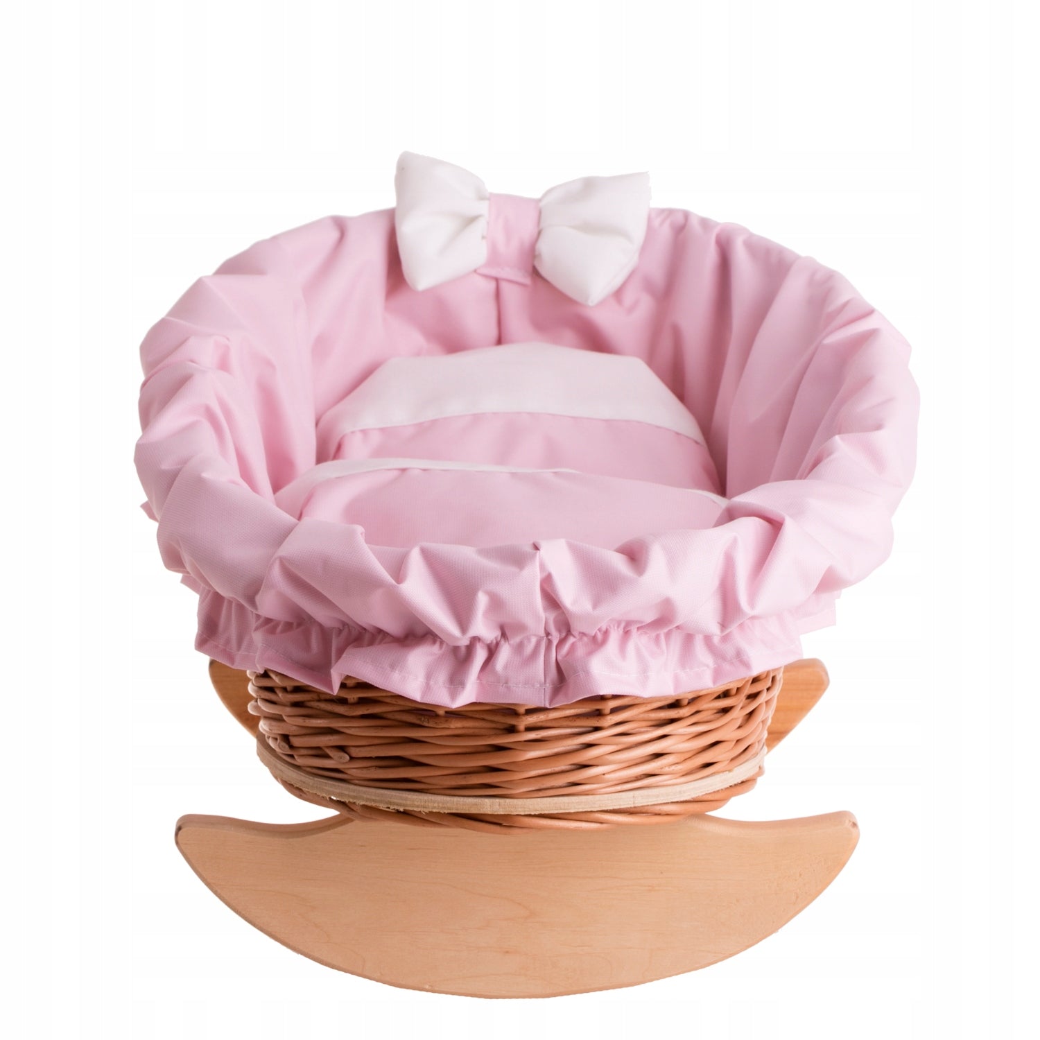 Mimi wicker doll cradle with pink hem 46x30 H:20/26cm Brand no brand