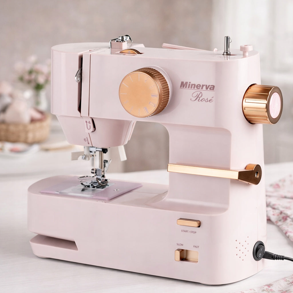 Minerva Rose sewing machine small strong + finger guard and accessories Number of stitches 12