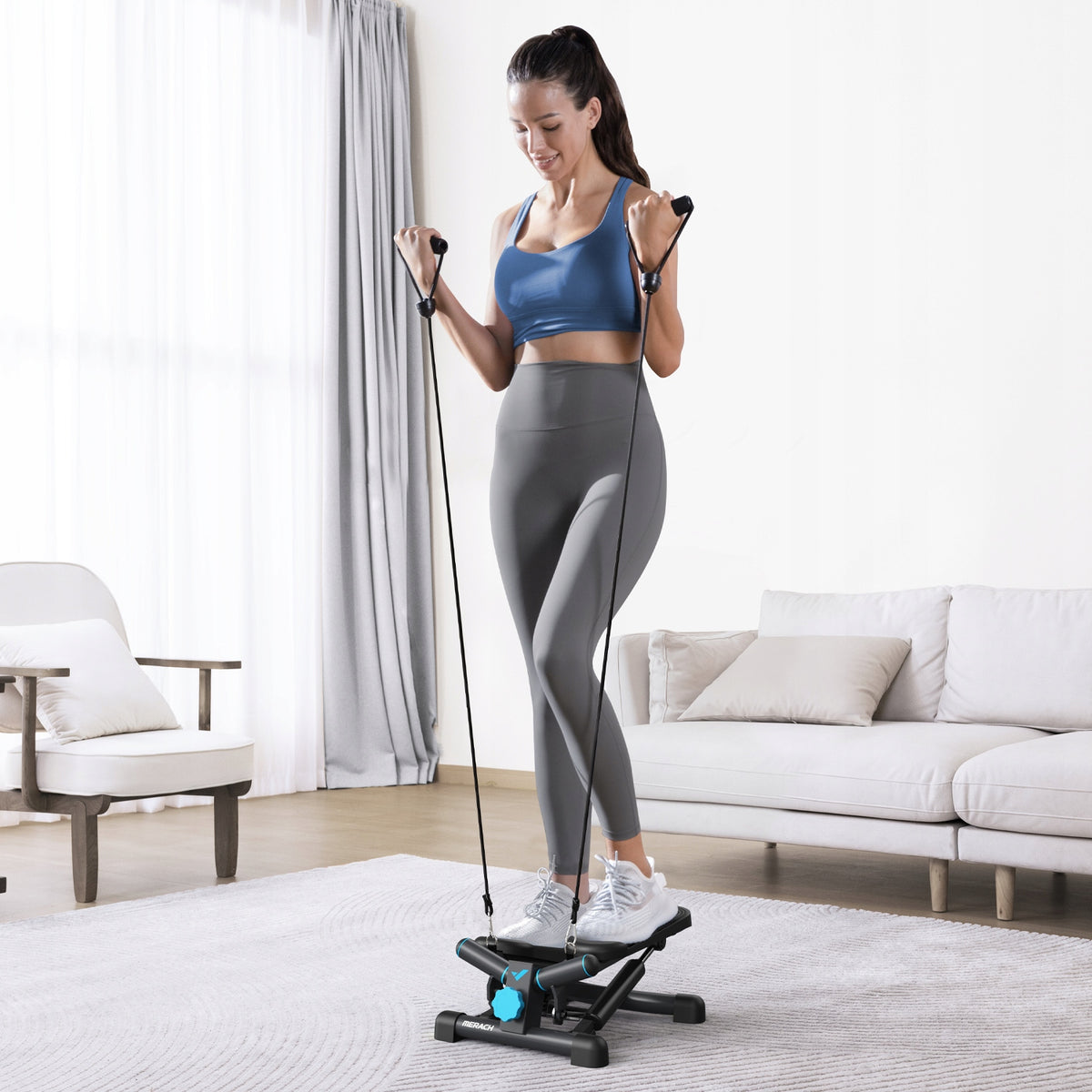 Mini 2-in-1 stepper, LCD monitor, resistance bands, for leg and hand training Manufacturer code MR 2354b2
