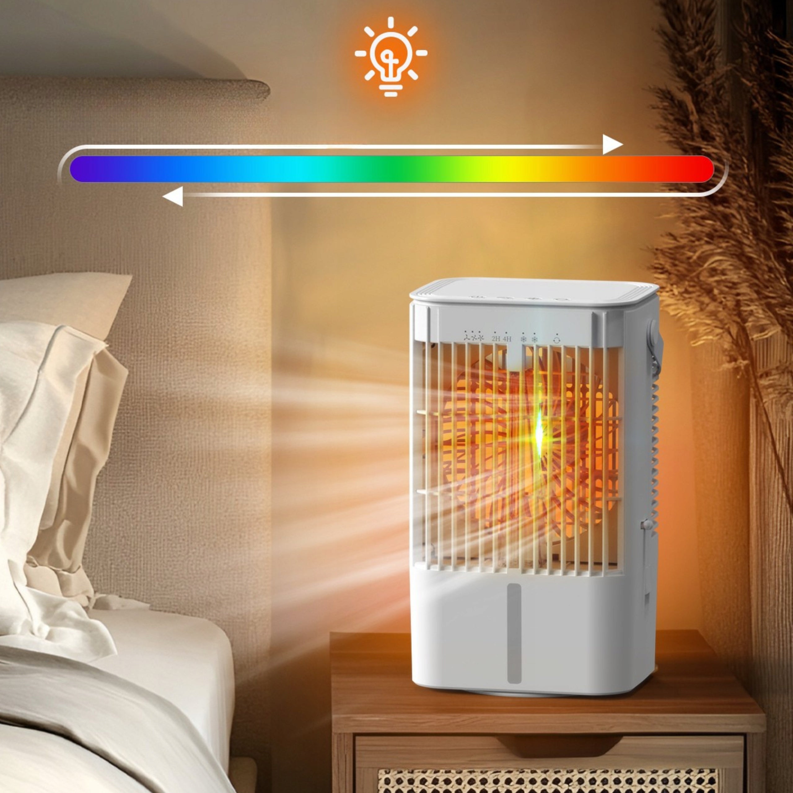 Mini Air Conditioner Portable Desk Fan 1200ml LED Dominant color white