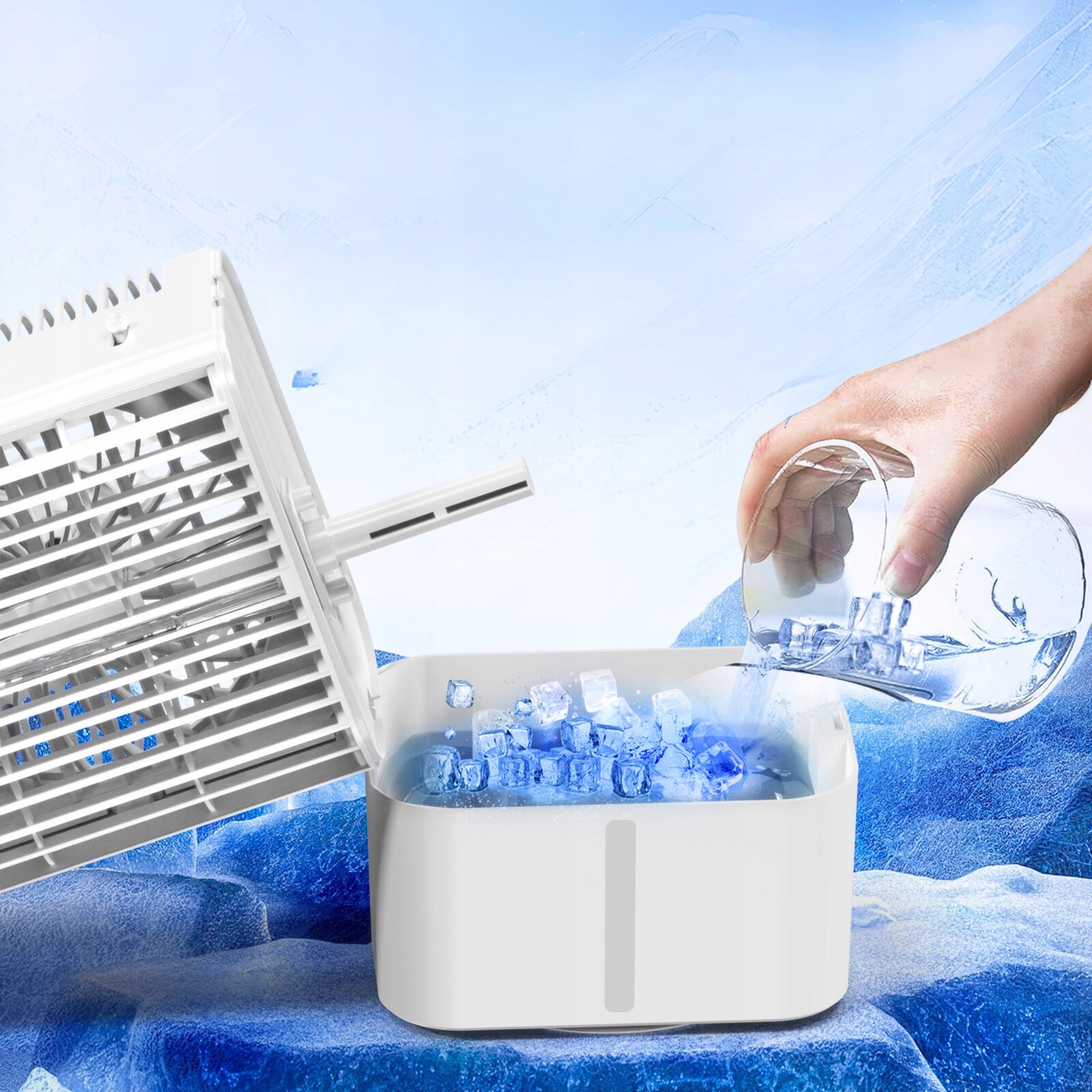 Mini Air Conditioner Portable Desk Fan 1200ml LED Model Mały Klimatyzator Domowy Na Wodę 1200 ml