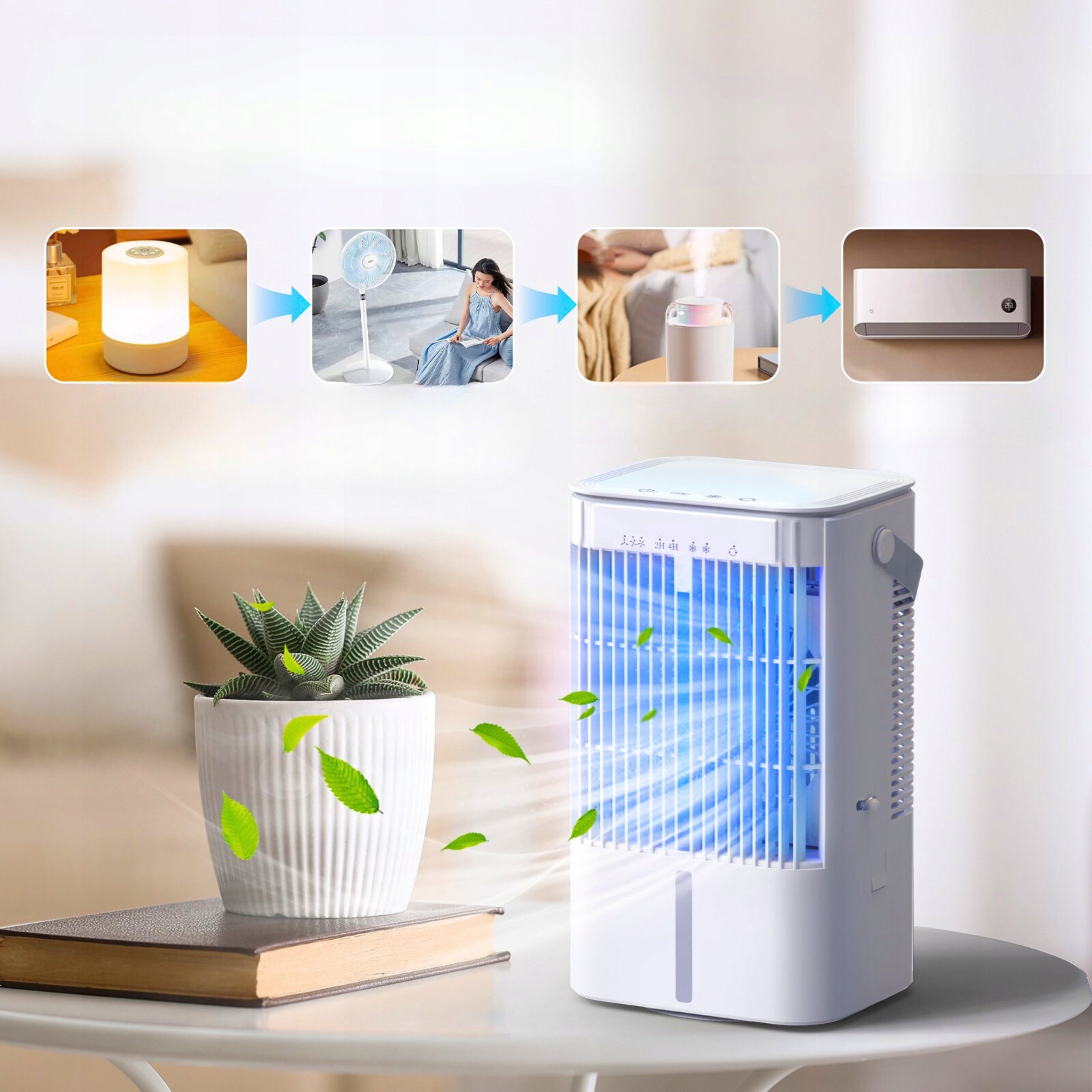Mini Air Conditioner Portable Desk Fan 1200ml LED Power 8 W