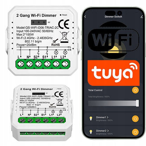 Mini Dimmer Wifi 2 Channels TUYA Recessed Lighting Controller