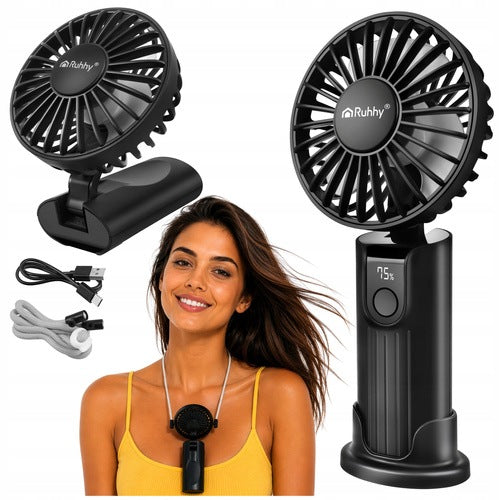 Mini Fan Handheld Mini Windmill USB 4 Modes Black