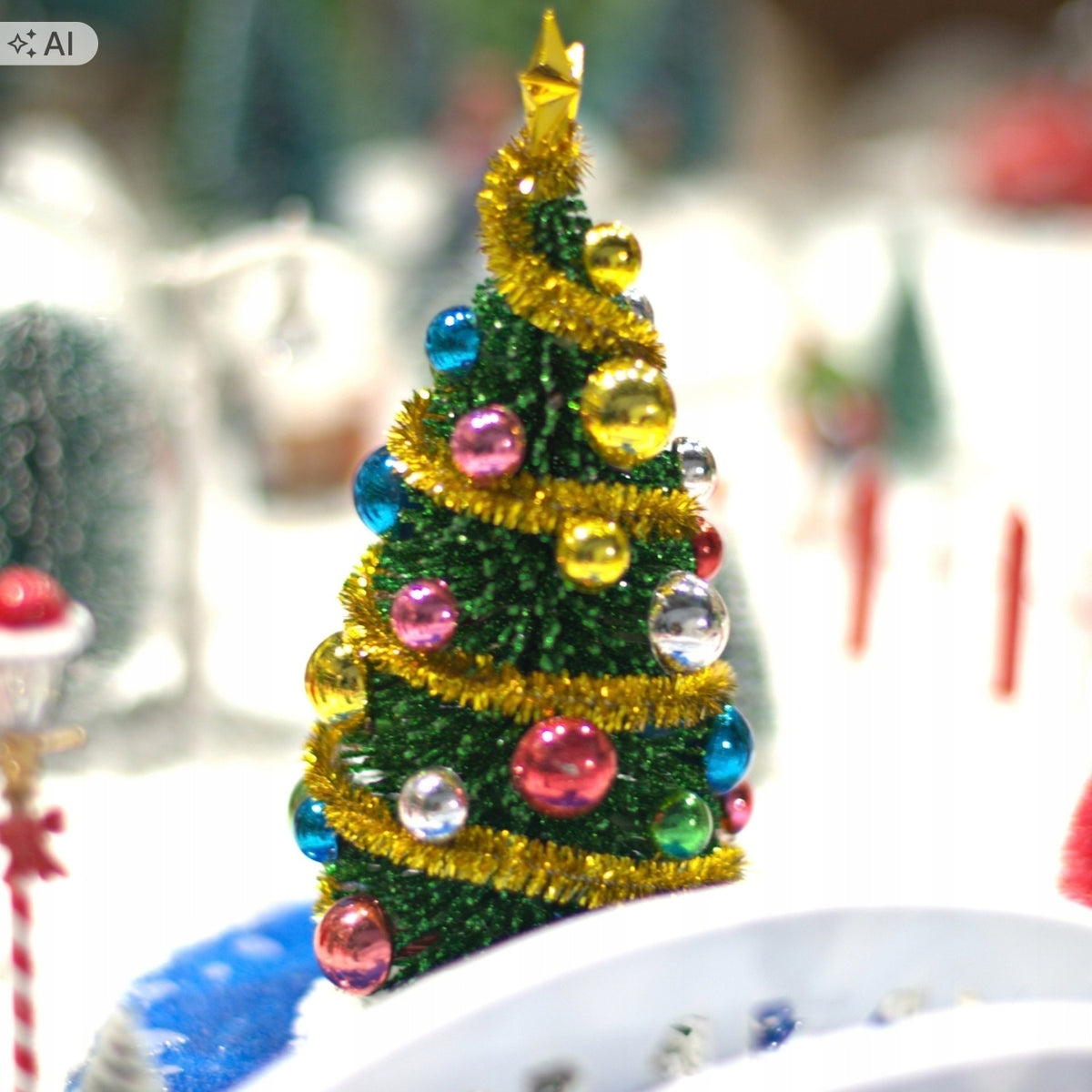 Mini Figurines for Christmas Village Set Christmas Tree Fence Christmas Decorations Brand Tajemniczy ogród