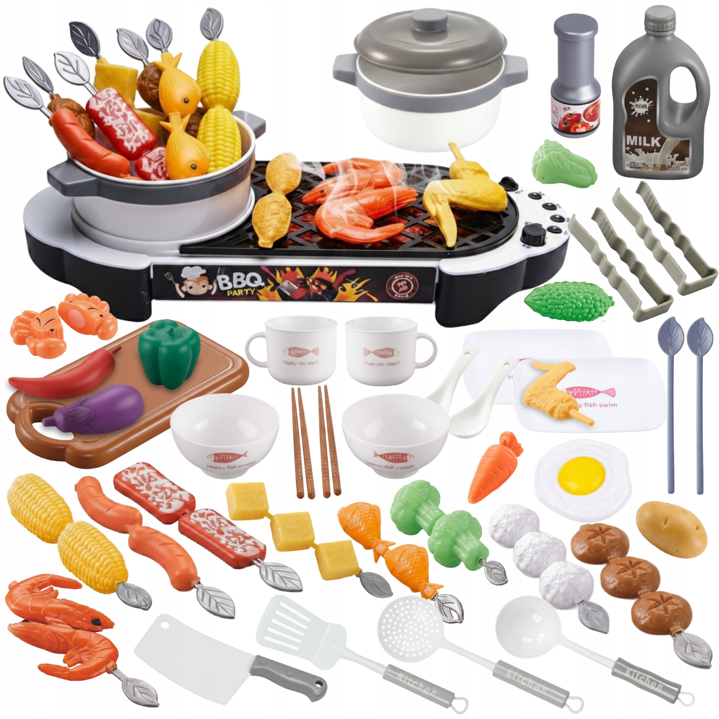 Mini Grill For Children 69 Elements Accessories + Food Products Set XL