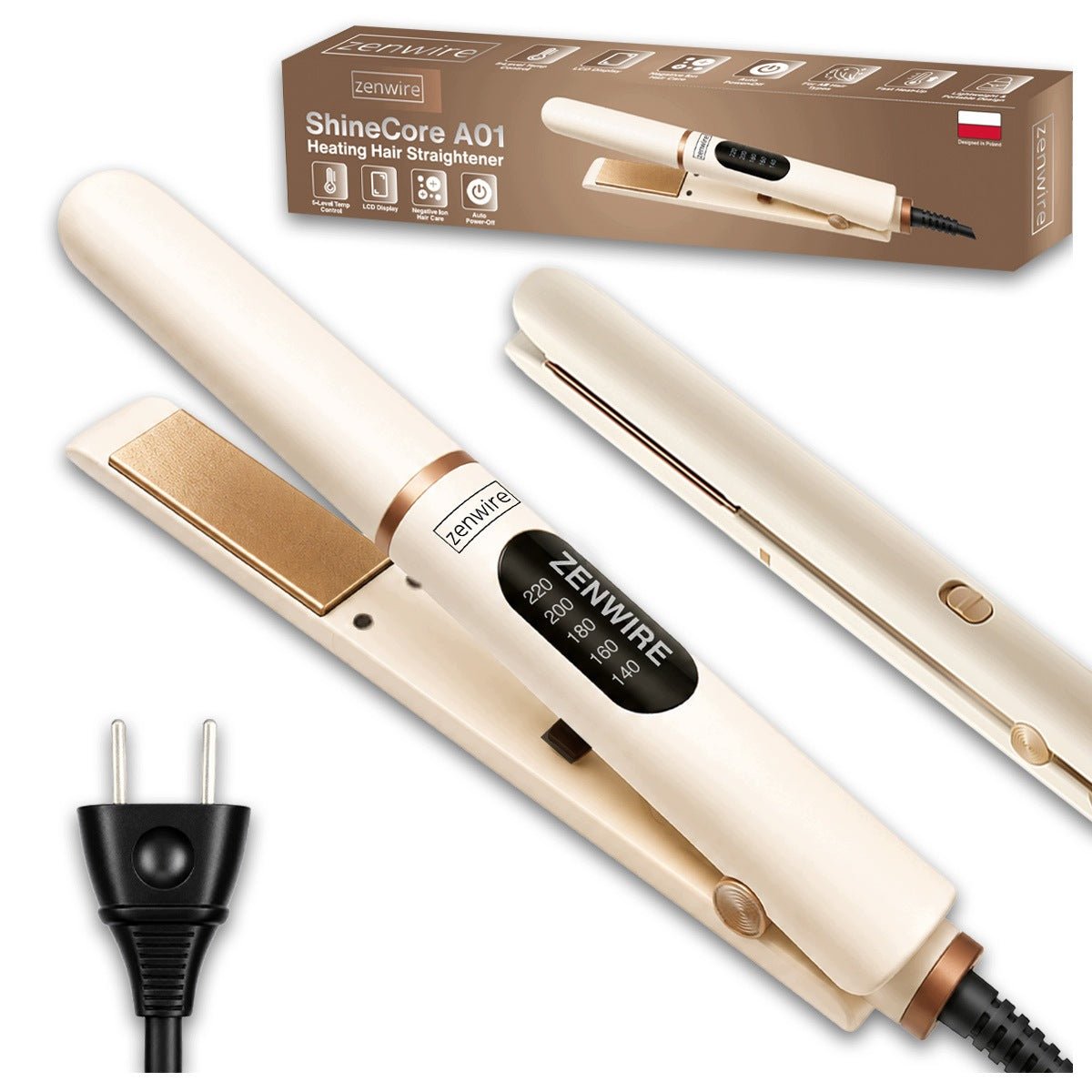 Mini Hair Straightener CERAMIC IONIZATION Tourist TEMP ADJUSTMENT Packaging status original