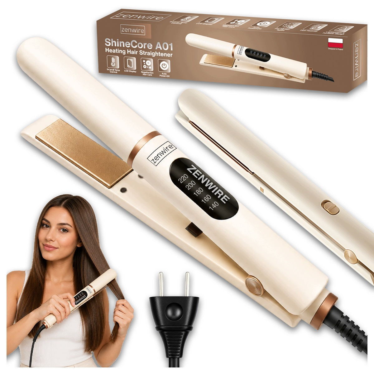 Mini Hair Straightener CERAMIC IONIZATION Tourist TEMP ADJUSTMENT