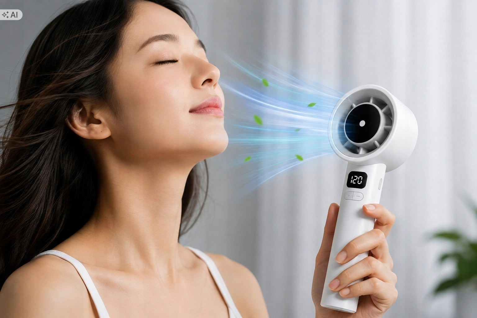 Mini Handheld Fan Turbo USB-C 120 Speed LED Display White Manufacturer code Sellpoint Mini Wentylator Ręczny Turbo USB-C