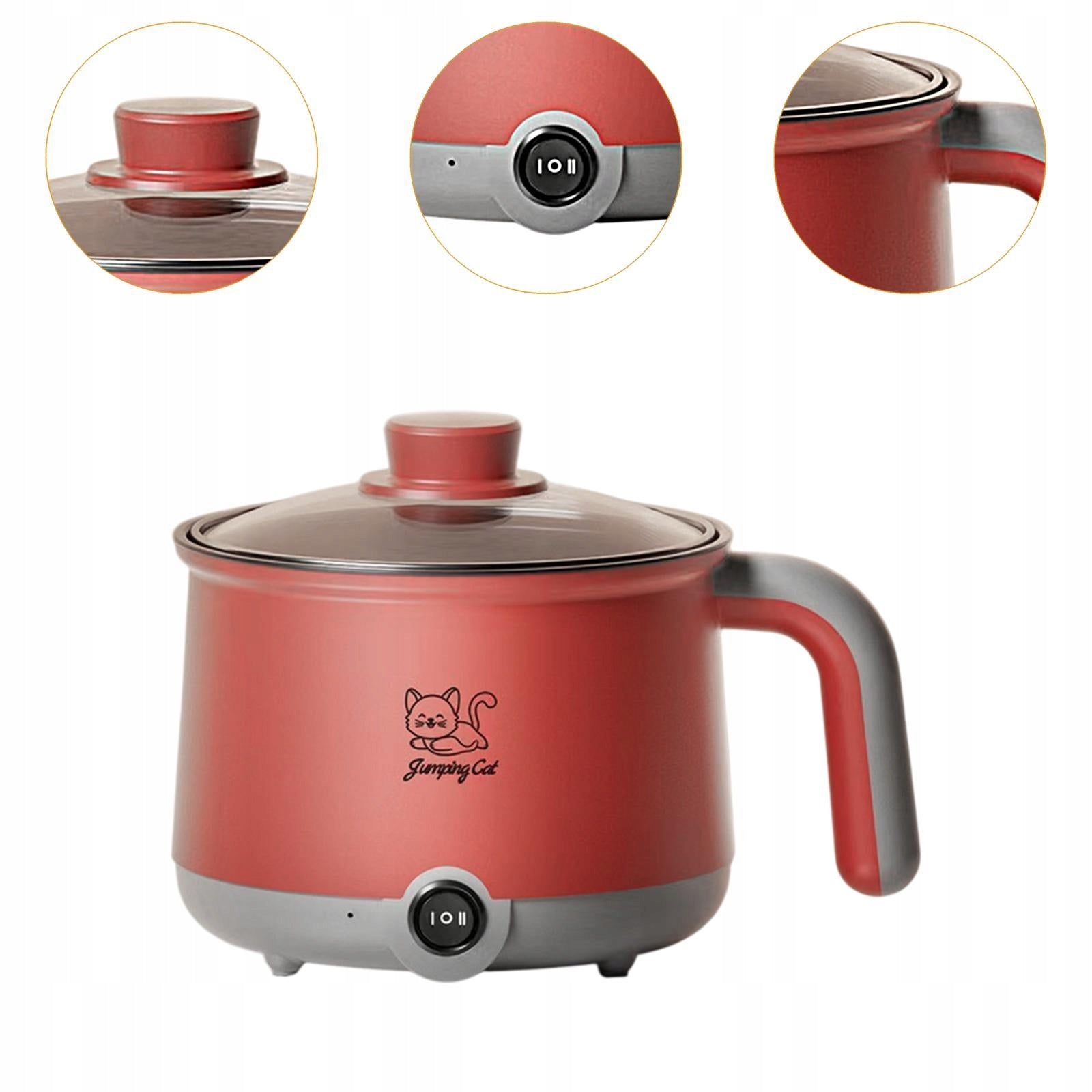 Mini Hot Pot Noodles Pot Household Multi Function Portable Electric Pot Red Packaging status original