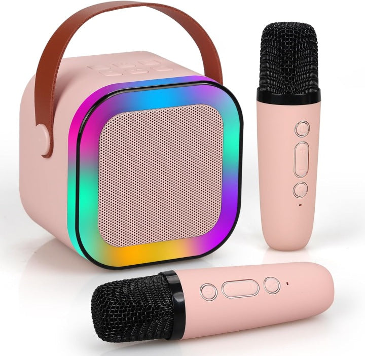 Mini Karaoke Set Pink 2pcs 2 Microphones + Speaker for Kids