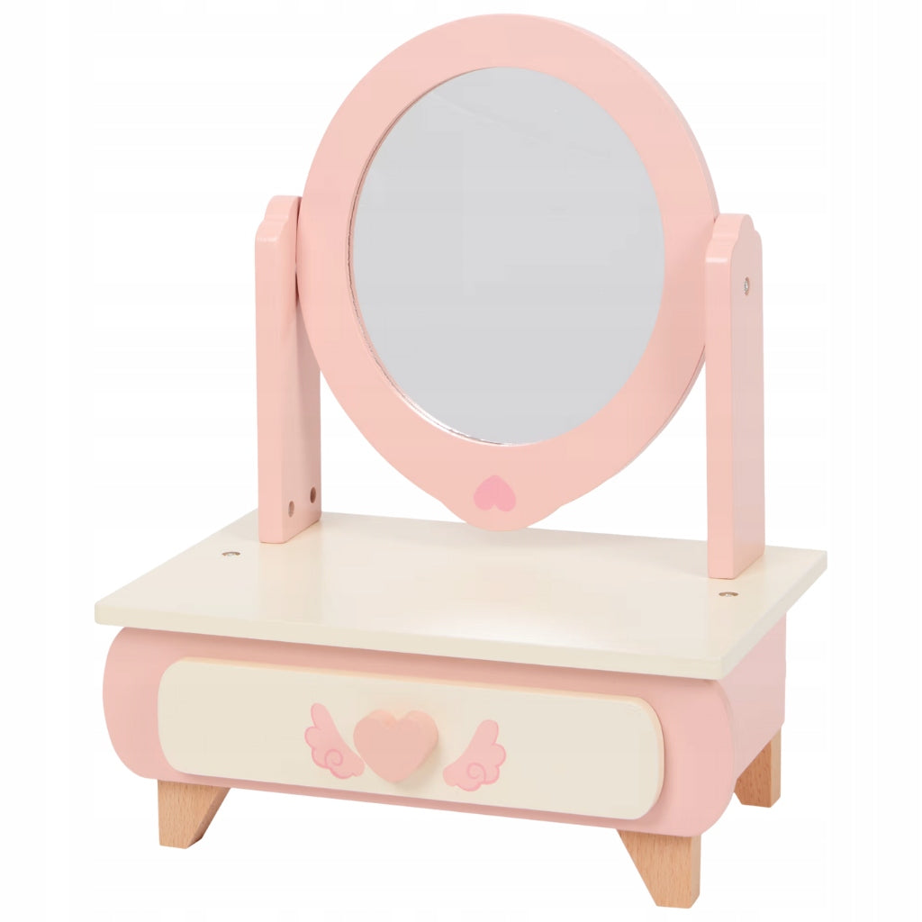 Mini Matters Wooden dressing table Pink and white 35,5x28,6x19,5cm 8 elements Manufacturer code toaletka stolik do malowania szuflada drewno