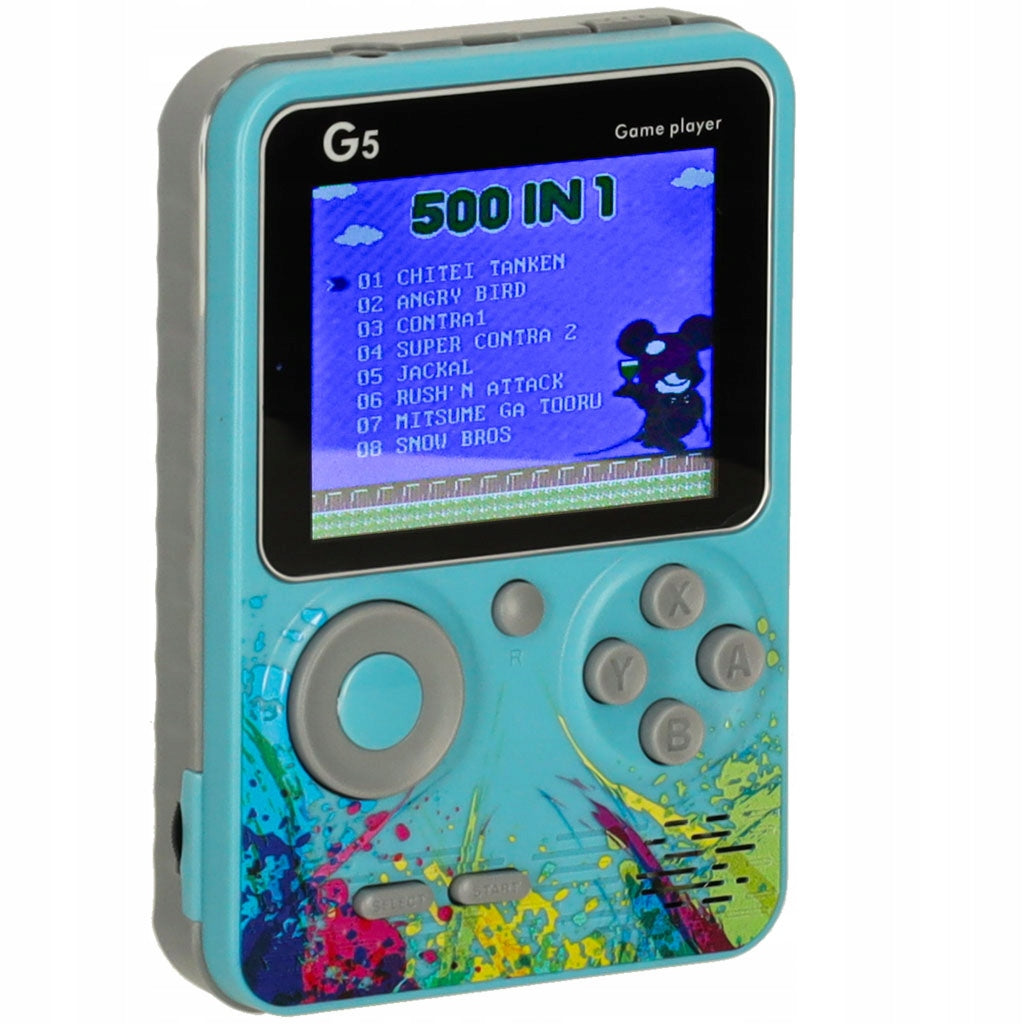 Mini Portable Game Console Electronic Retro 500 Games Blue Packaging status original