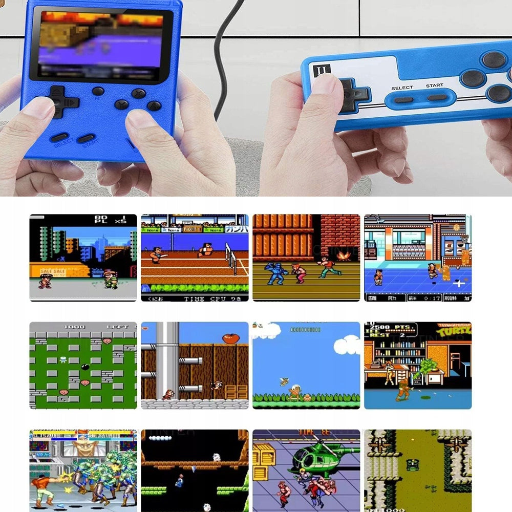 Mini Portable Retro Game Console 800-in-1 + TV Cables + Battery (Blue) Brand no brand