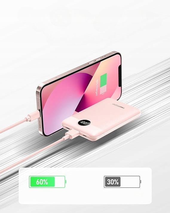 Mini Power Bank Mini Fan Fast Charging USB C Compatible iPhone Color pink