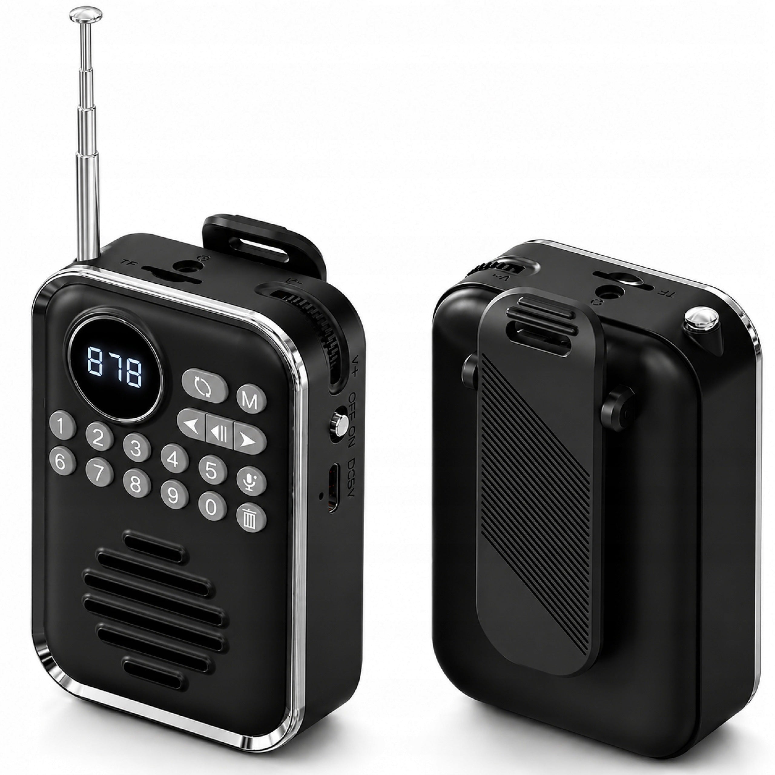 Mini Radio FM Bluetooth Portable Pocket MP3 USB-C microSD Speaker 5W
