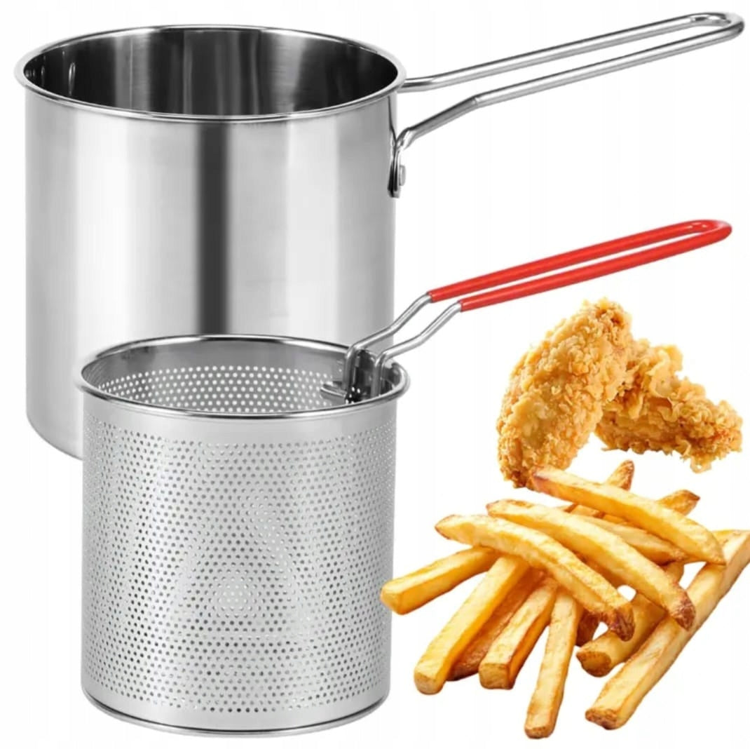 Mini Stainless Steel Deep Frying Pot with 1,2 Liter Basket
