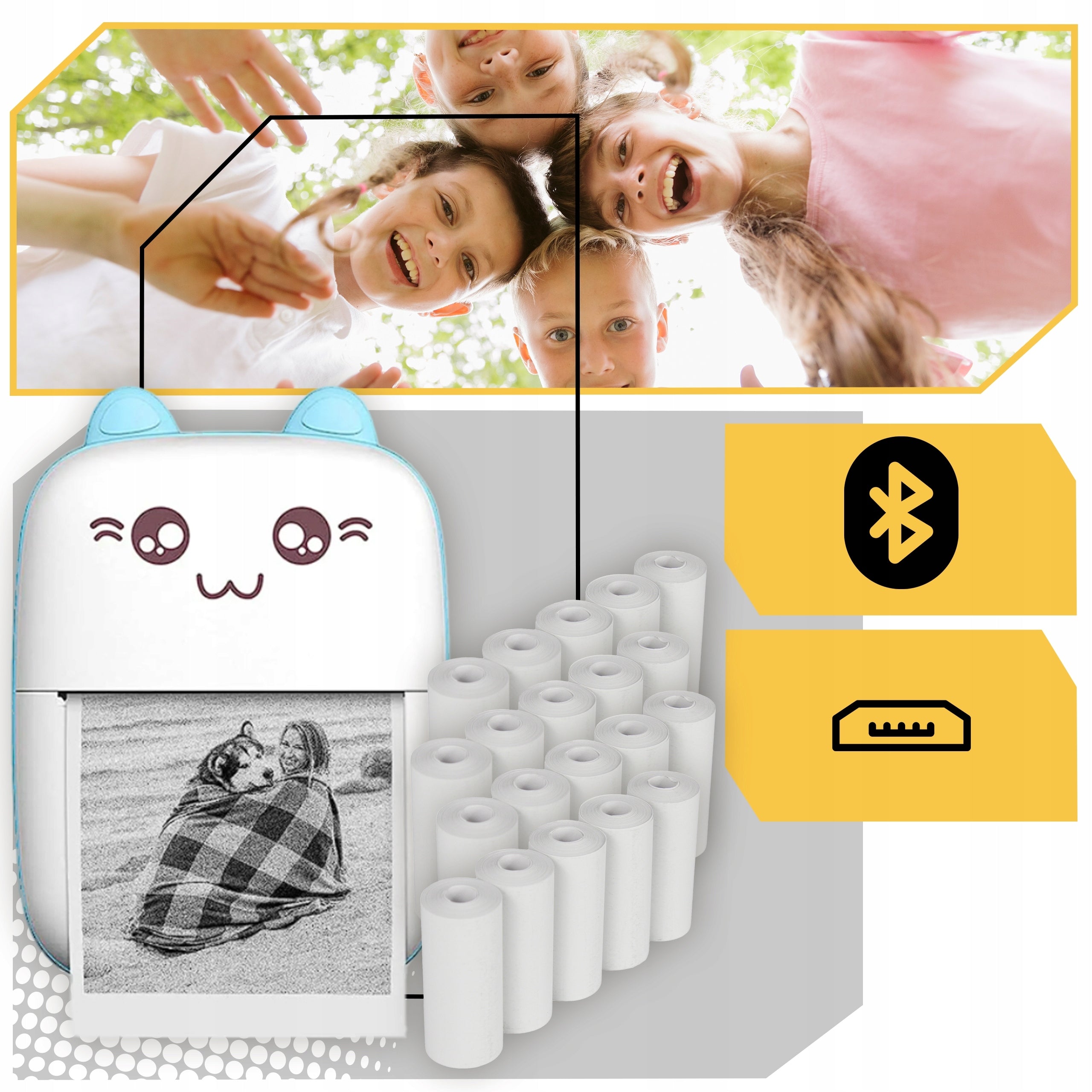 Mini Thermal Printer Print 21 Rolls Instant Camera Children's Day Manufacturer code Drukuś mini drukarka termiczna dla dzieci