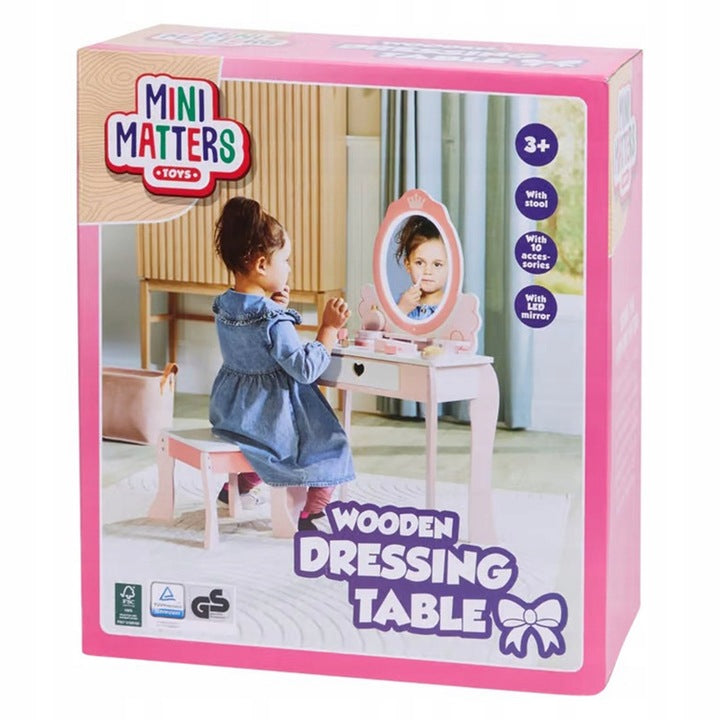 Mini Wooden Dressing Table with Mirror Led Lighting For Girl +Stool Manufacturer code Toaletka z lustrem