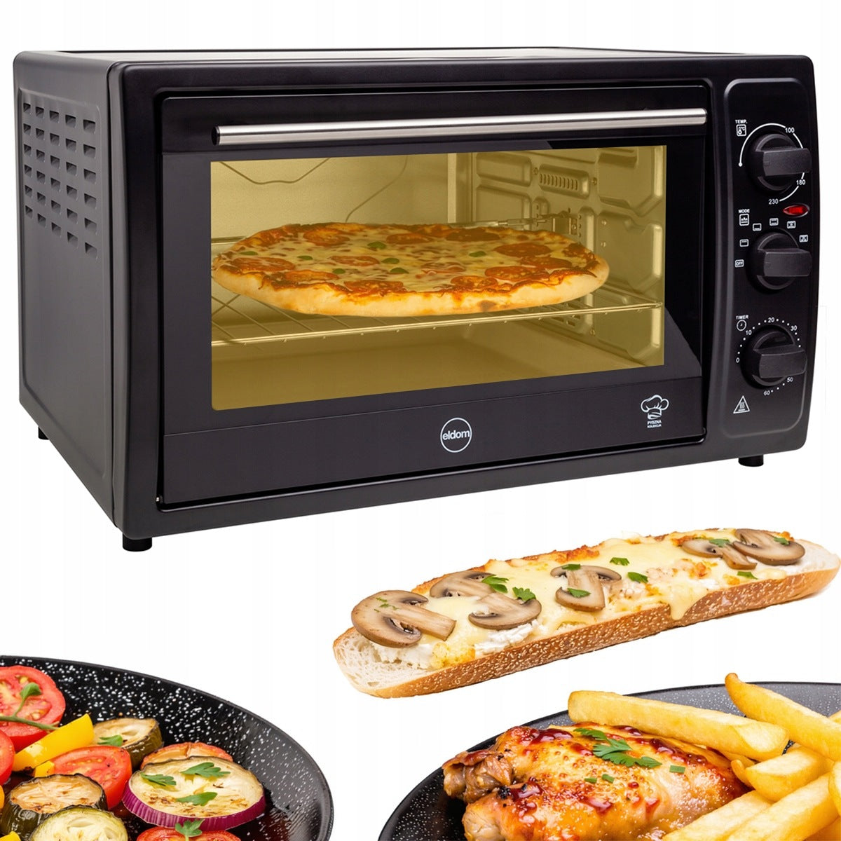 Mini electric oven Eldom PR300 28L thermocouple spit 1500W