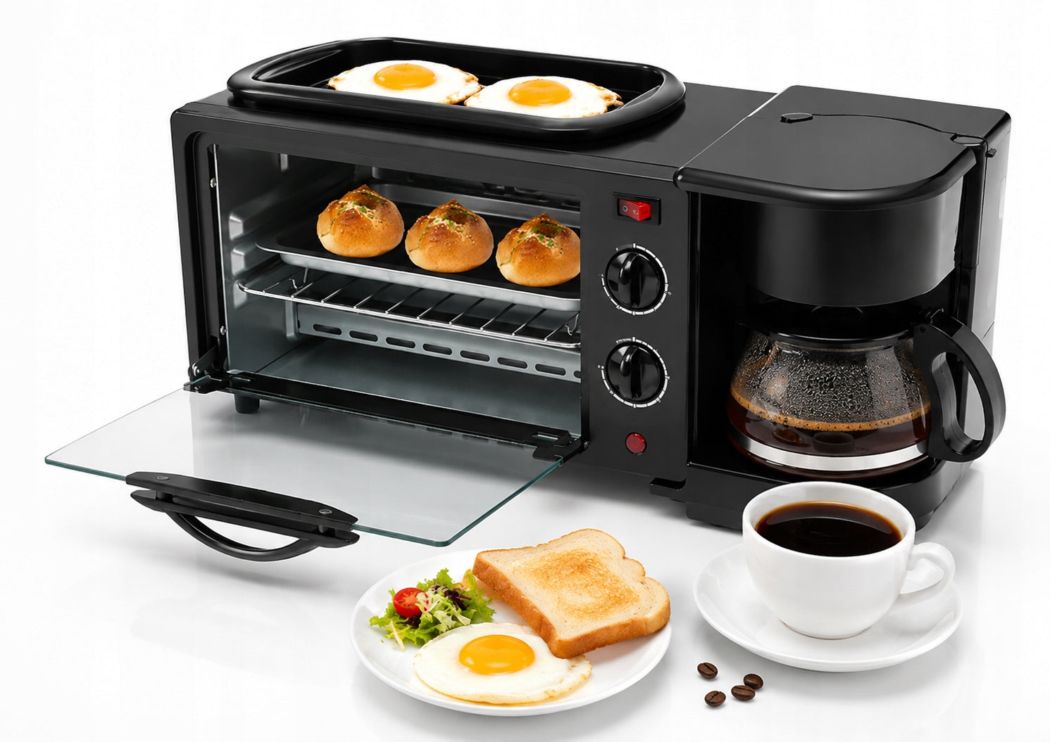 Mini kitchen 3in1 oven grill coffee maker 1050W 9L breakfast in 5 min