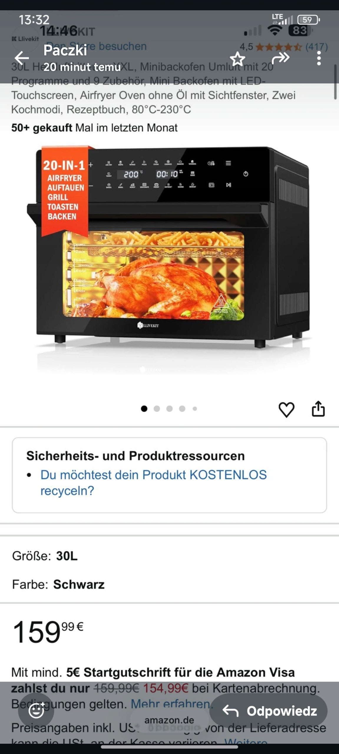 Mini oven with non-fat air fryer function LLIVEKIT Brand no brand