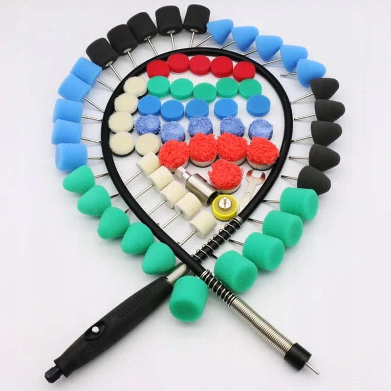Mini polishing set 68 pcs felts, sponges, furs, flexible roller GETAR