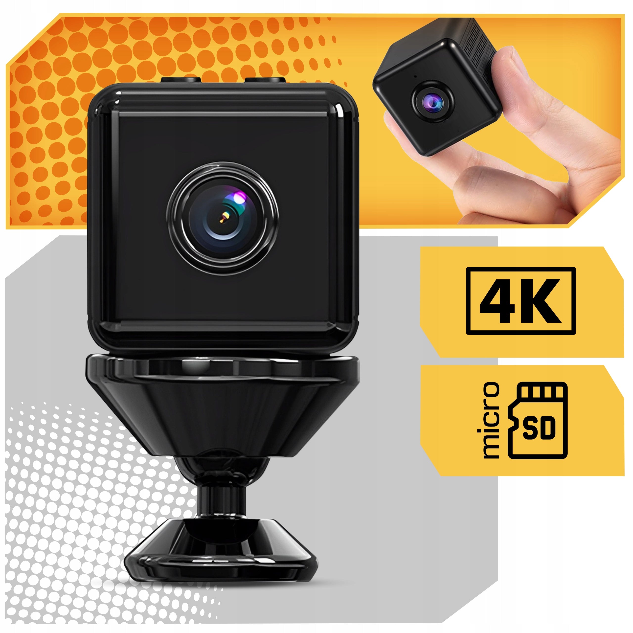 Mini spy camera SMART detection hidden camera Small WIFI 4K +Handle Manufacturer code KAMERKA KOSTKA SD MICRO CYFROWA NIANIA Wifi 1