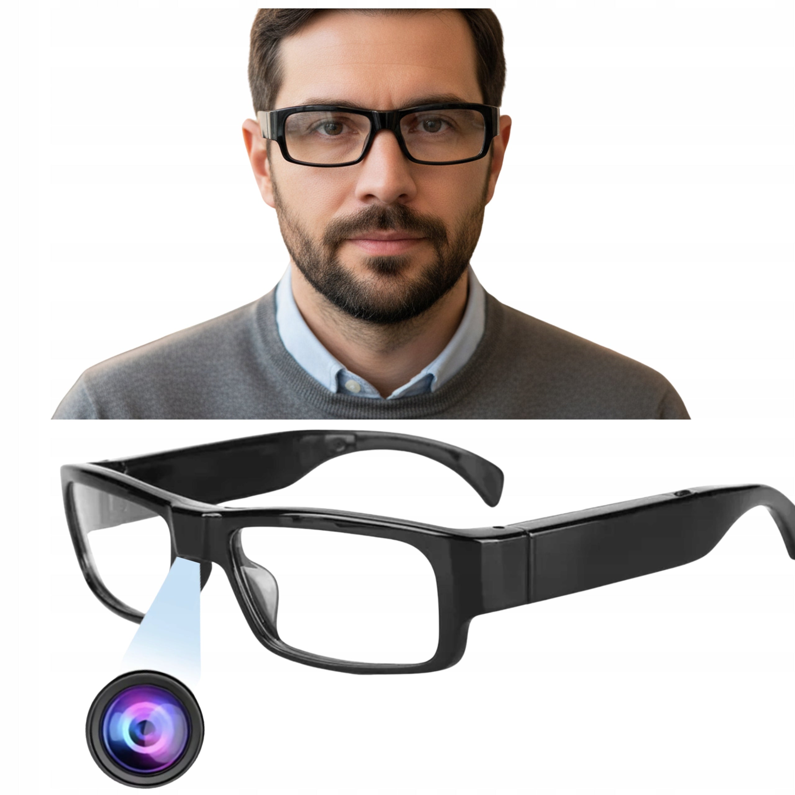 Mini spy camera hidden in glasses records to the card