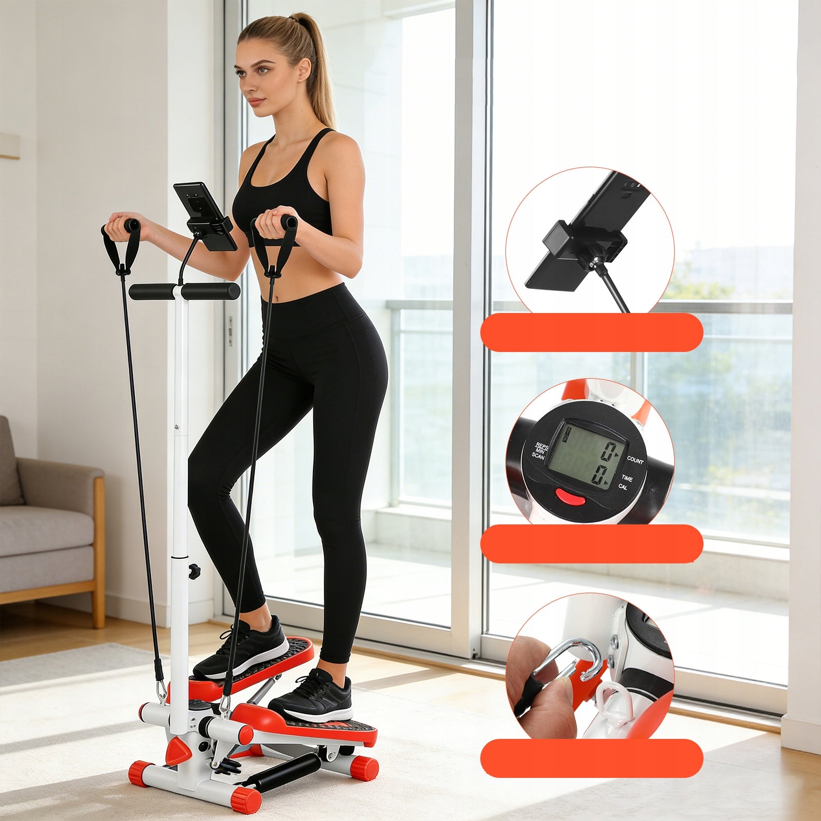 Mini stepper, LCD monitor, resistance bands, for leg and hand training Manufacturer code 4896031771721