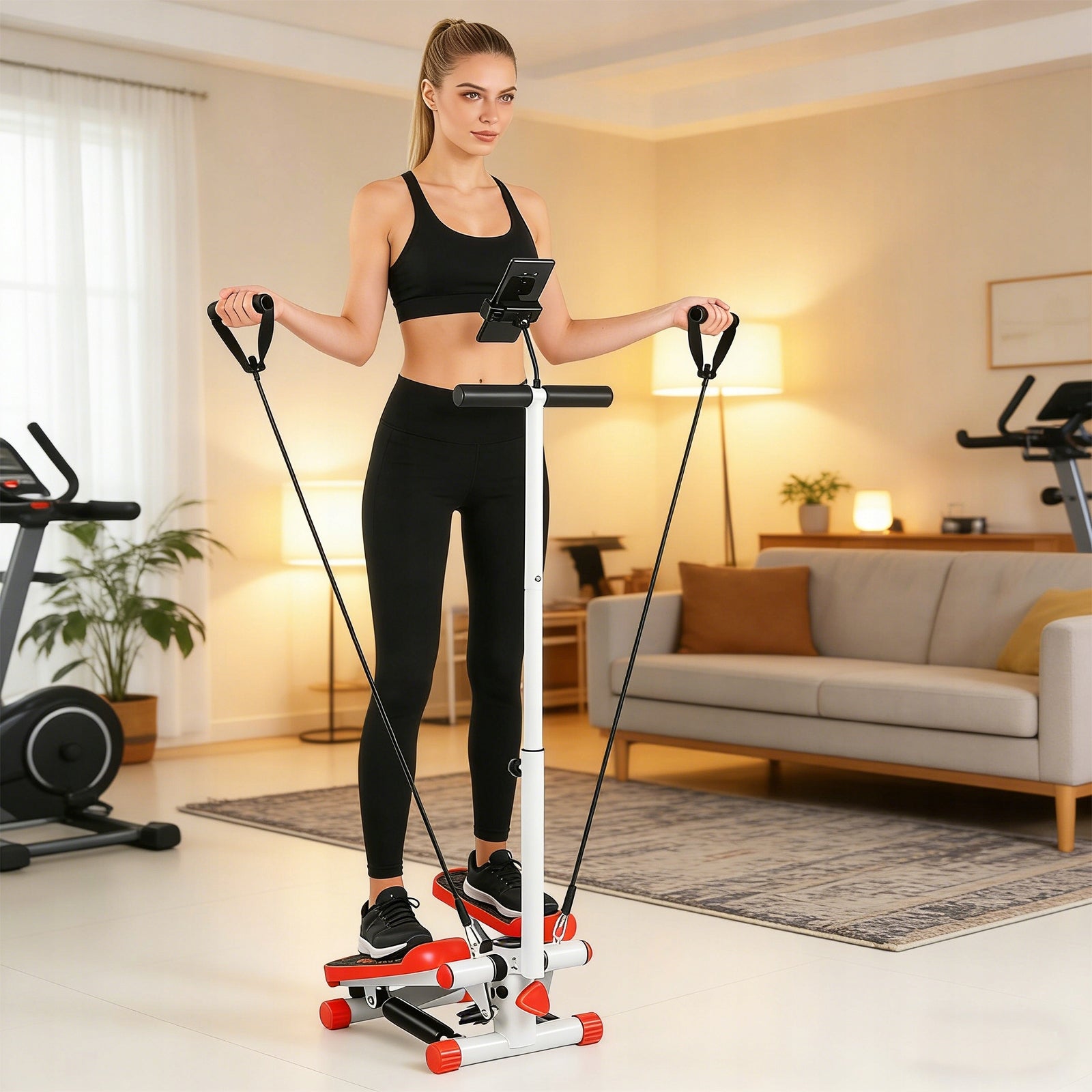 Mini stepper, LCD monitor, resistance bands, for leg and hand training Packaging status original