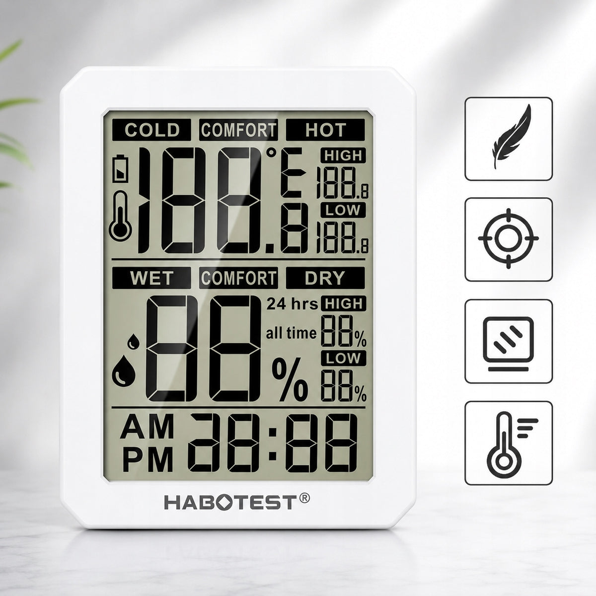 Mini weather station temperature and humidity monitor Habotest HT682 Packaging status original