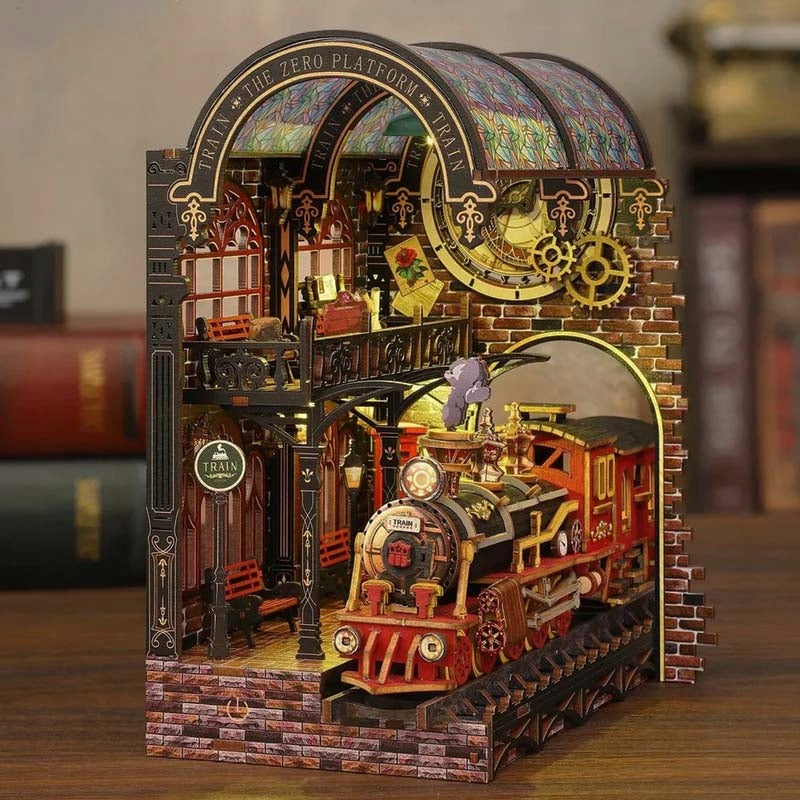 Miniature Cottage Book Nook Express For World Magic Harry Potter DIY LED 3D