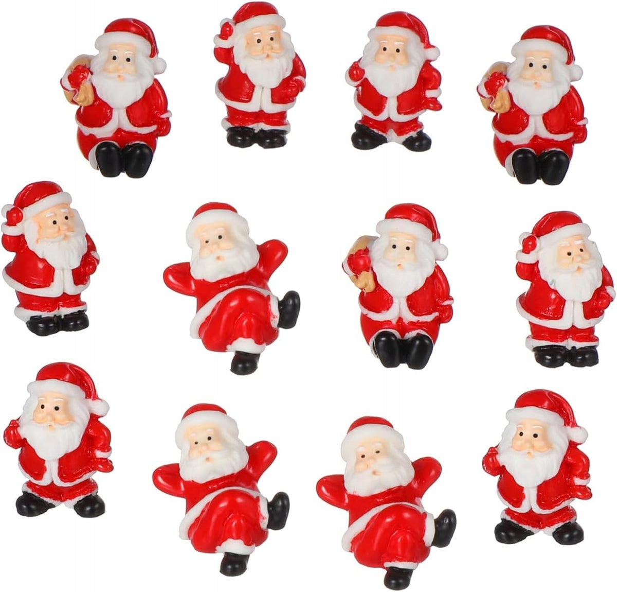 Miniature Santa Claus Resin Figurine 12 Pcs Figurine Set