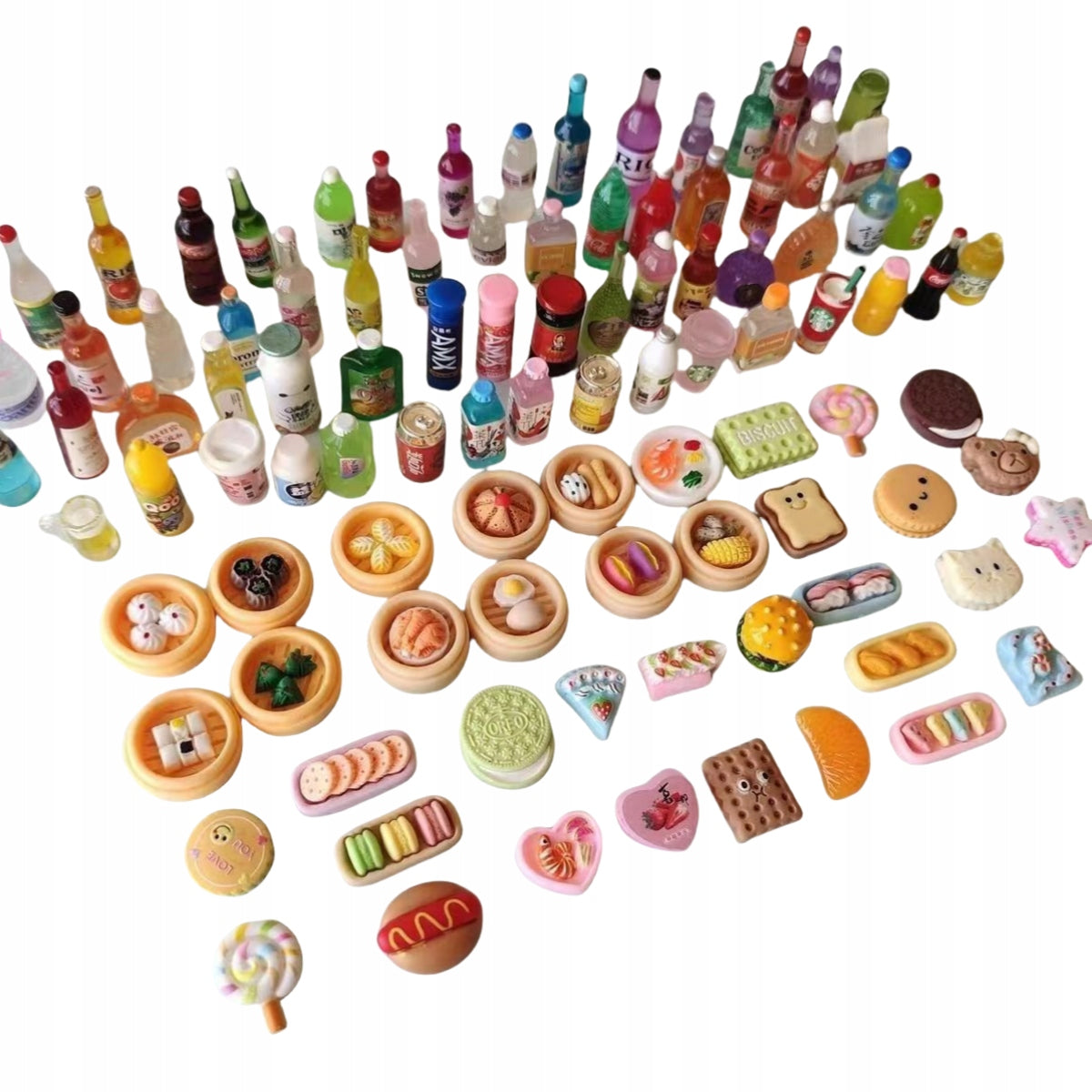 Miniature Toy for DIY Making-Snack Beverages Animal etc Themed Model 100pcs Manufacturer code MINI JEDZENIE
