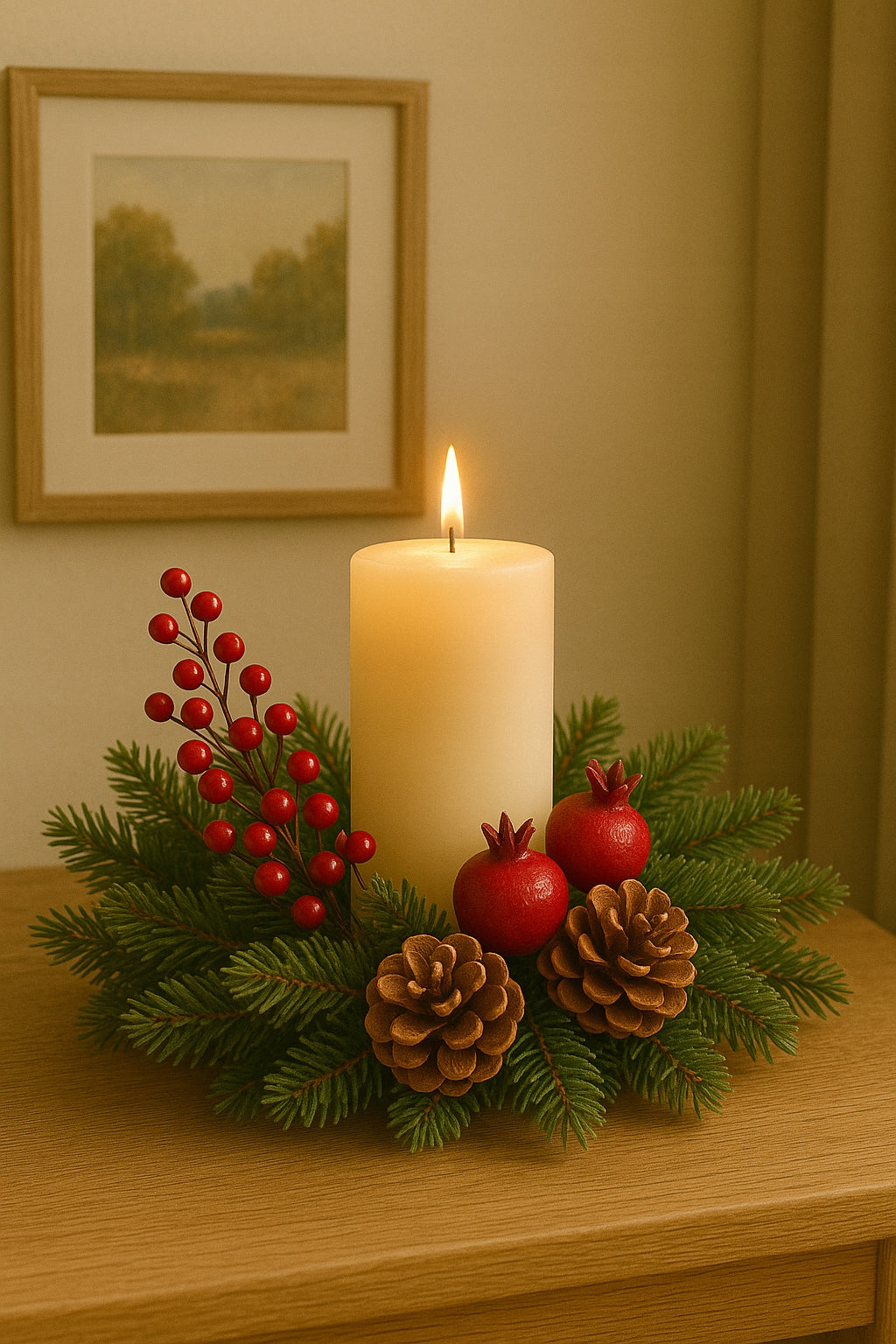 Mix of red decorations on wires – berries, balls, wild rose Brand GrandDeco