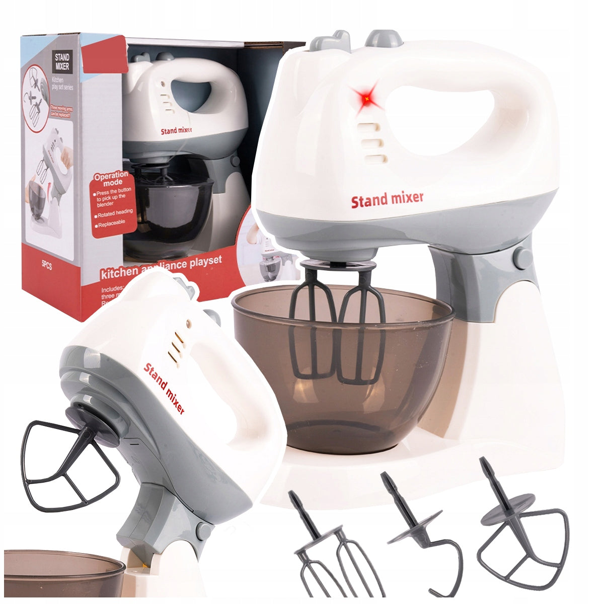 Mixer toy for children kitchen set bowl three paddles for Gift Brand Stator