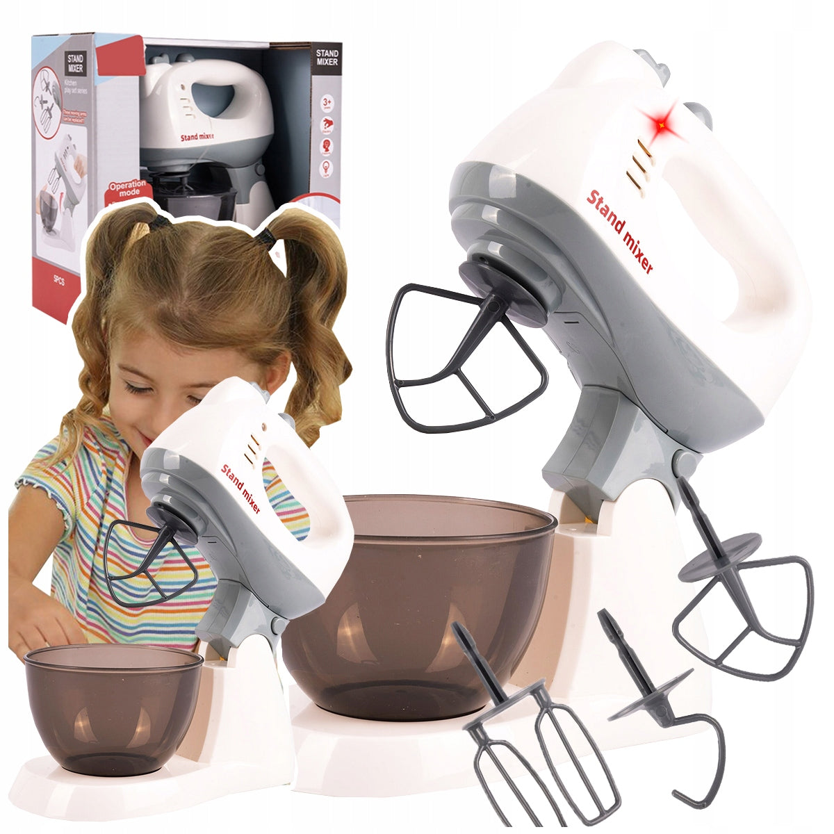 Mixer toy for children kitchen set bowl three paddles for Gift Manufacturer code Z958