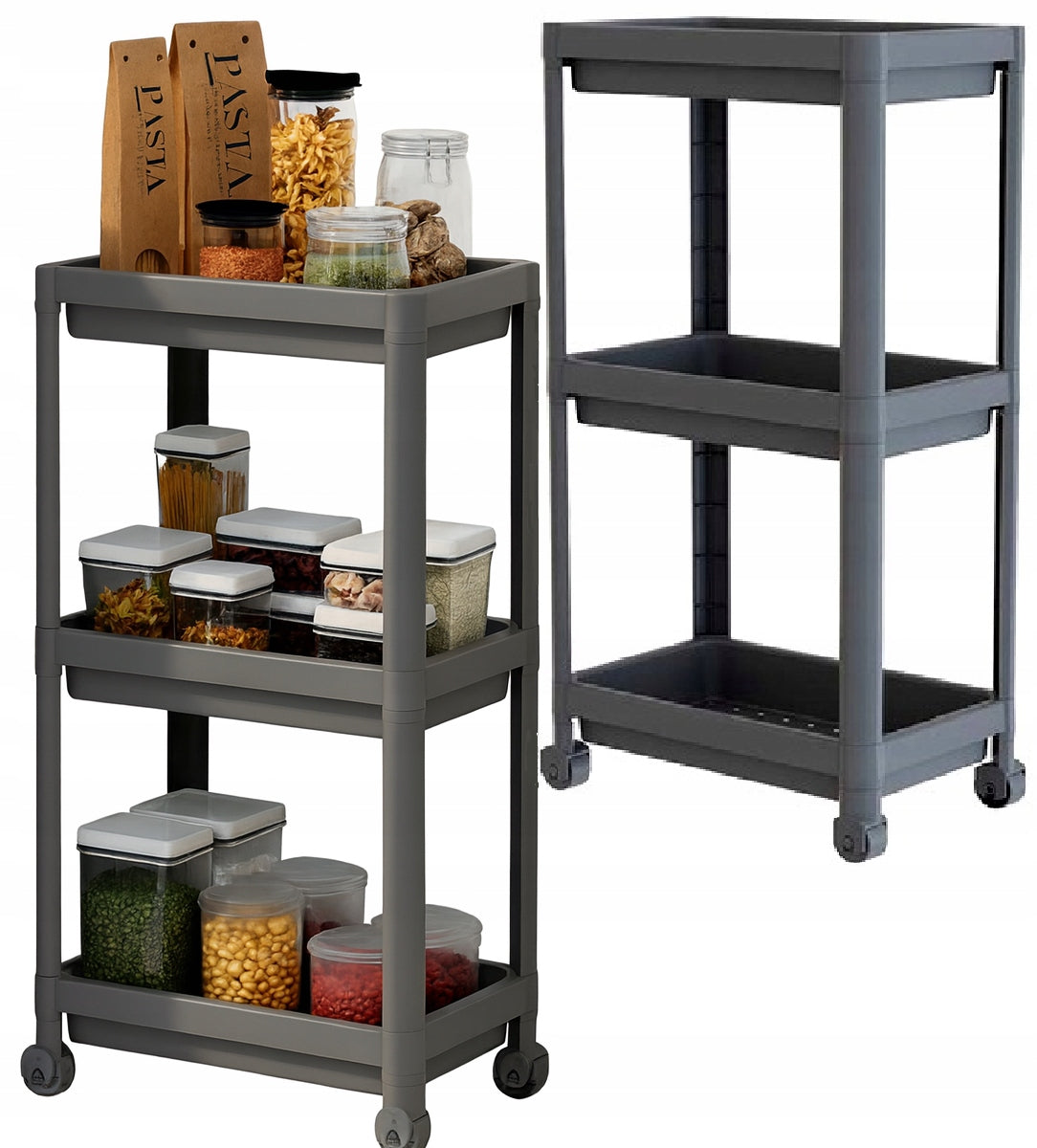 Mobile Bookcase 3 Levels On Wheels Narrow Organizer For Small Spaces