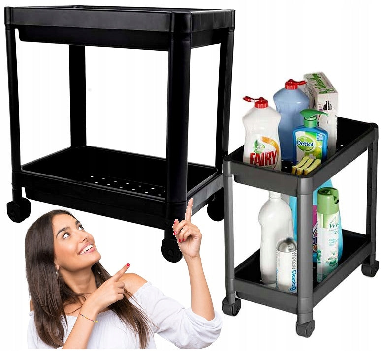 Mobile Bookcase On Wheels Kitchen Trolley 2 Shelves For Kitchen Bathroom Laundry