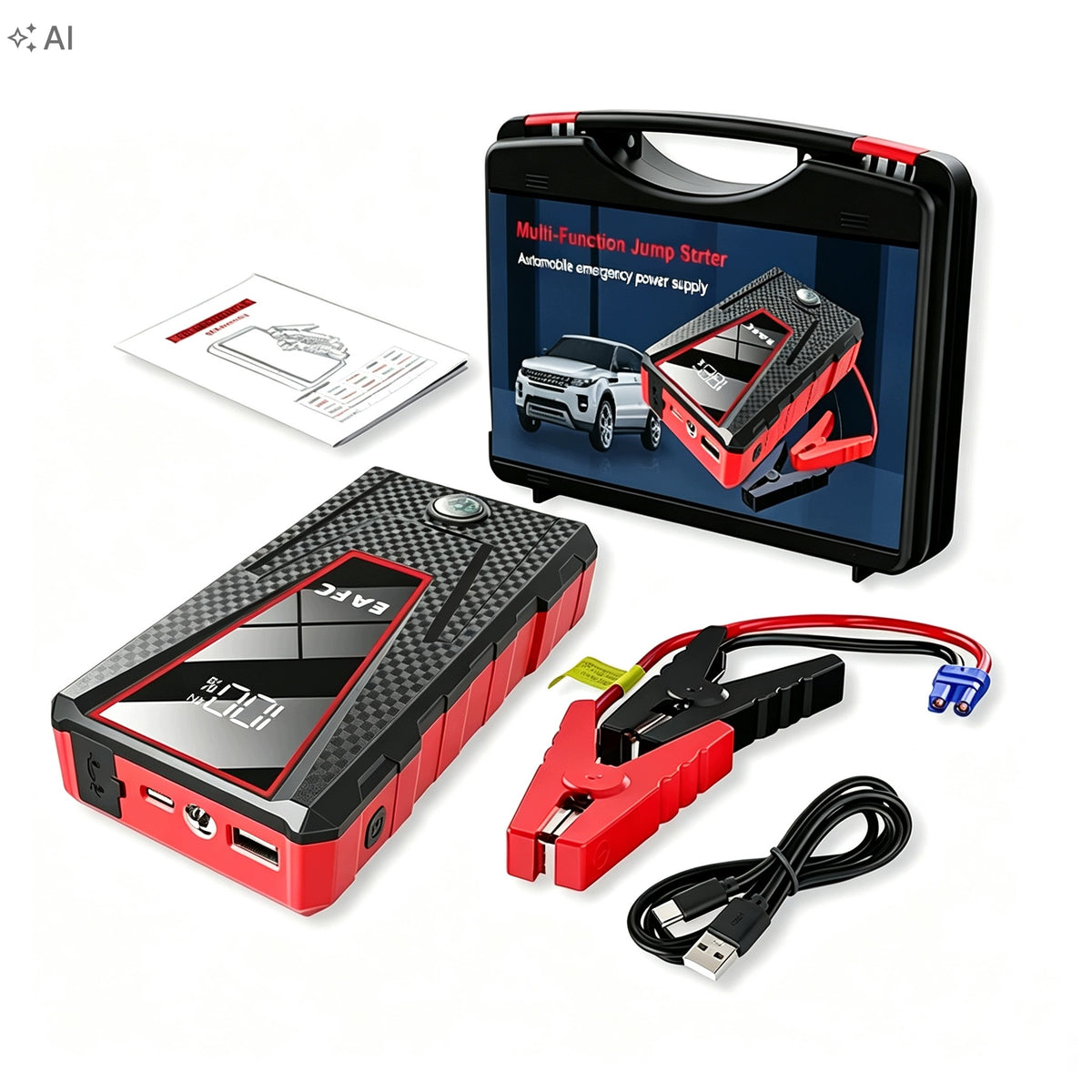 Mocny rozruch JUMP STARTER 1500A BOOSTER ROZRUSZNIK Z LATARKĄ LED