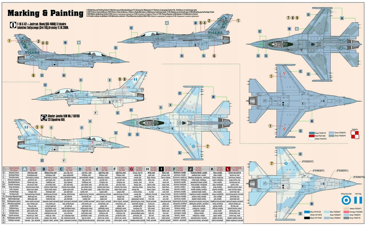 Model F-16 Polish HAWK for gluing + PAINTS, GLUE, BRUSHES Brand Mister Craft