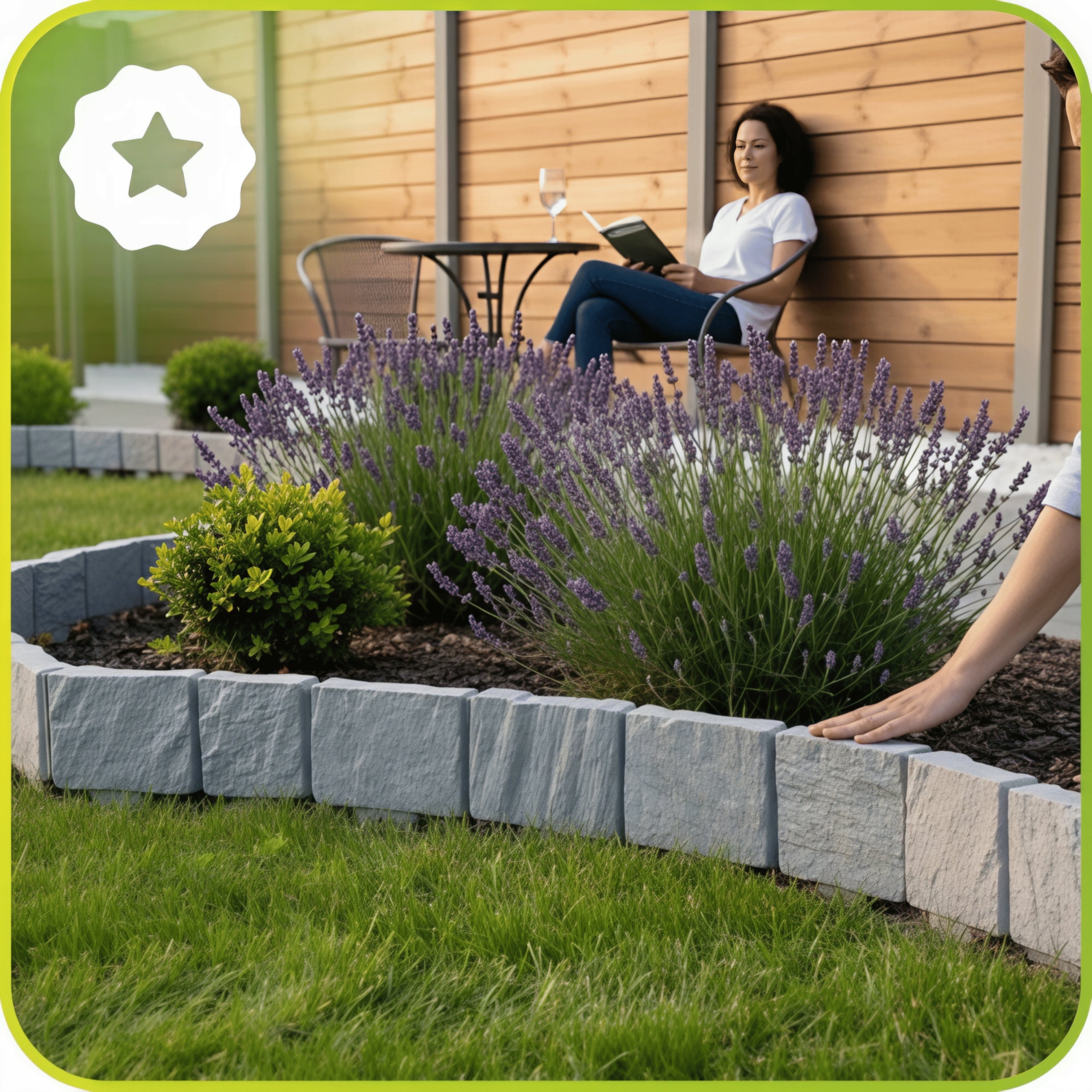 Modern GARDEN PALISADE 385cm / GREY CONCRETE STONE edging Manufacturer code Palisada Szara Beton Kamień